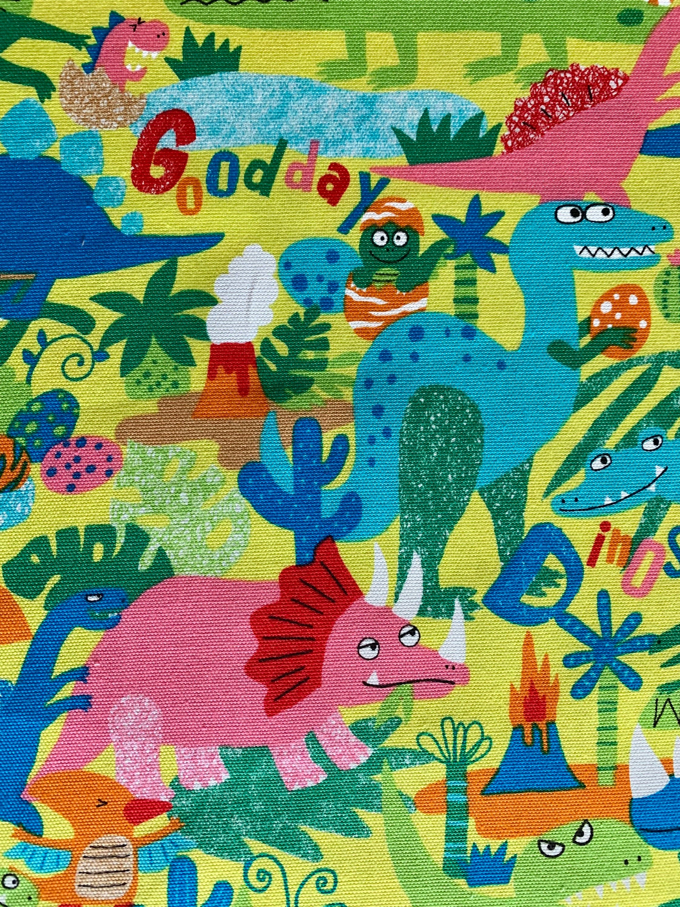SALE Happy Cloth Dinosaurs Senyo Japanese cotton fabric SK-6300-3B chartreuse