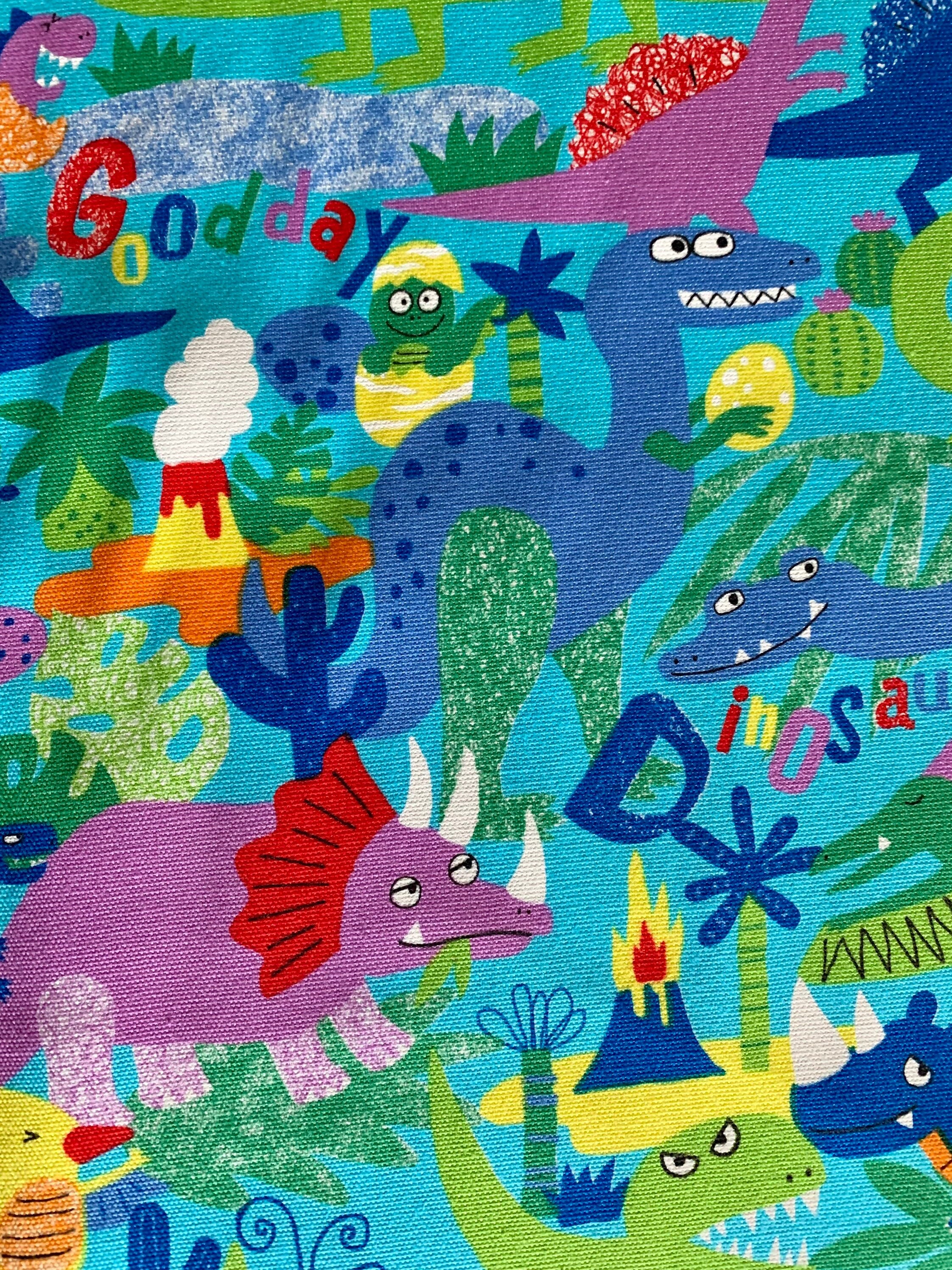 Senyo - SALE Happy Cloth Dinosaurs Cotton Oxford - Medium Blue