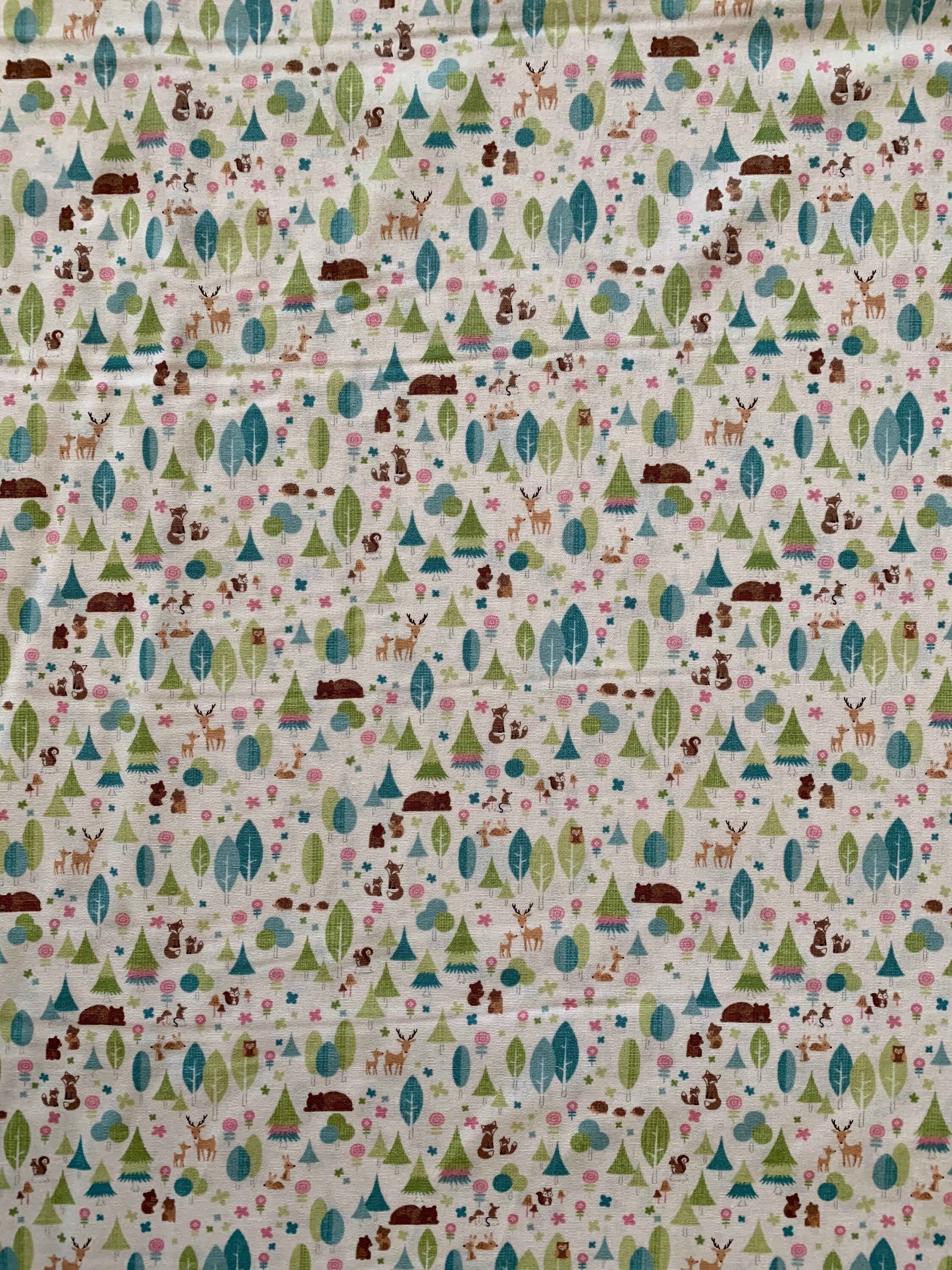 Cosmo - SALE Tiny Forest Cotton - White Blue Green Pink