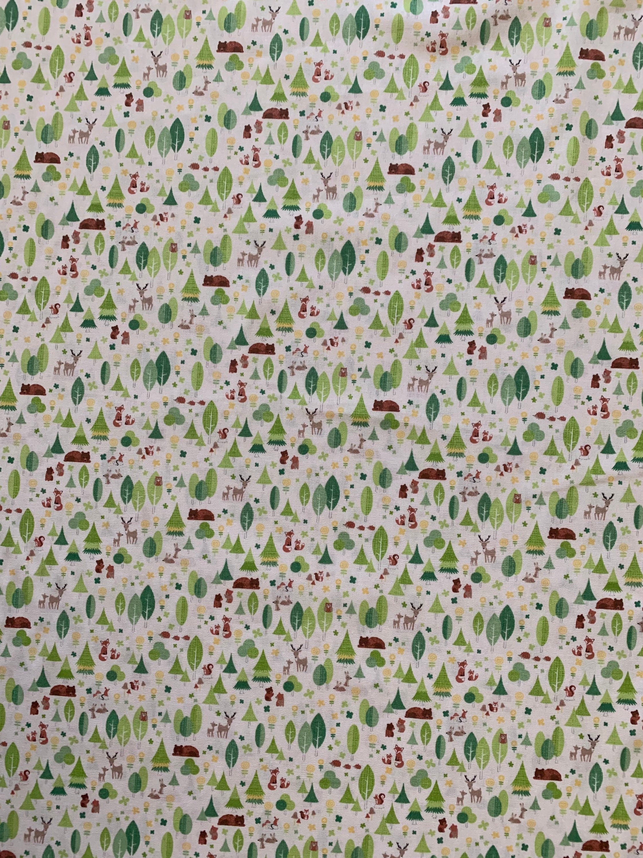 Cosmo - SALE Tiny Forest Cotton - White Green Yellow