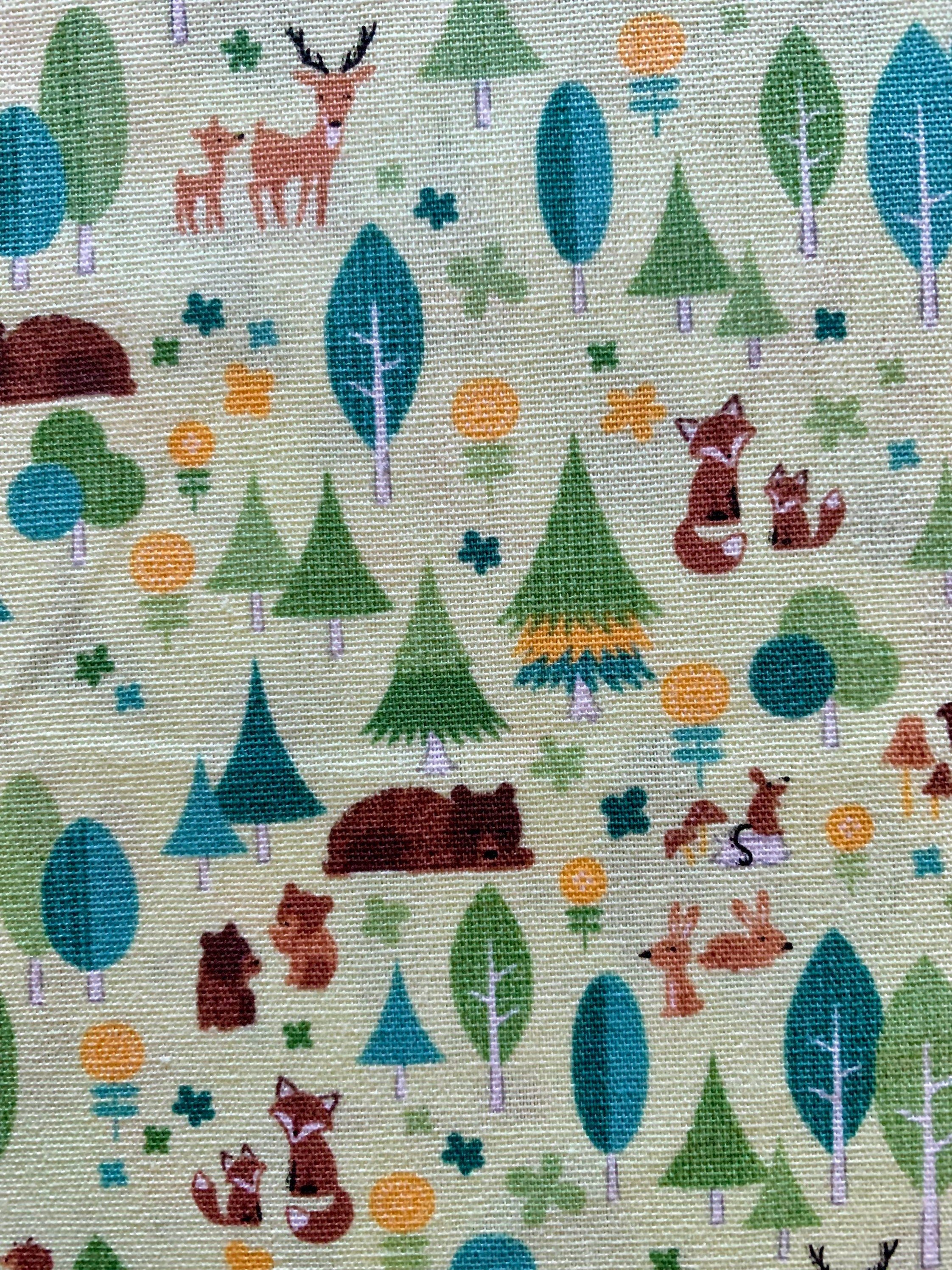 Cosmo - SALE Tiny Forest Cotton - Green Yellow Brown