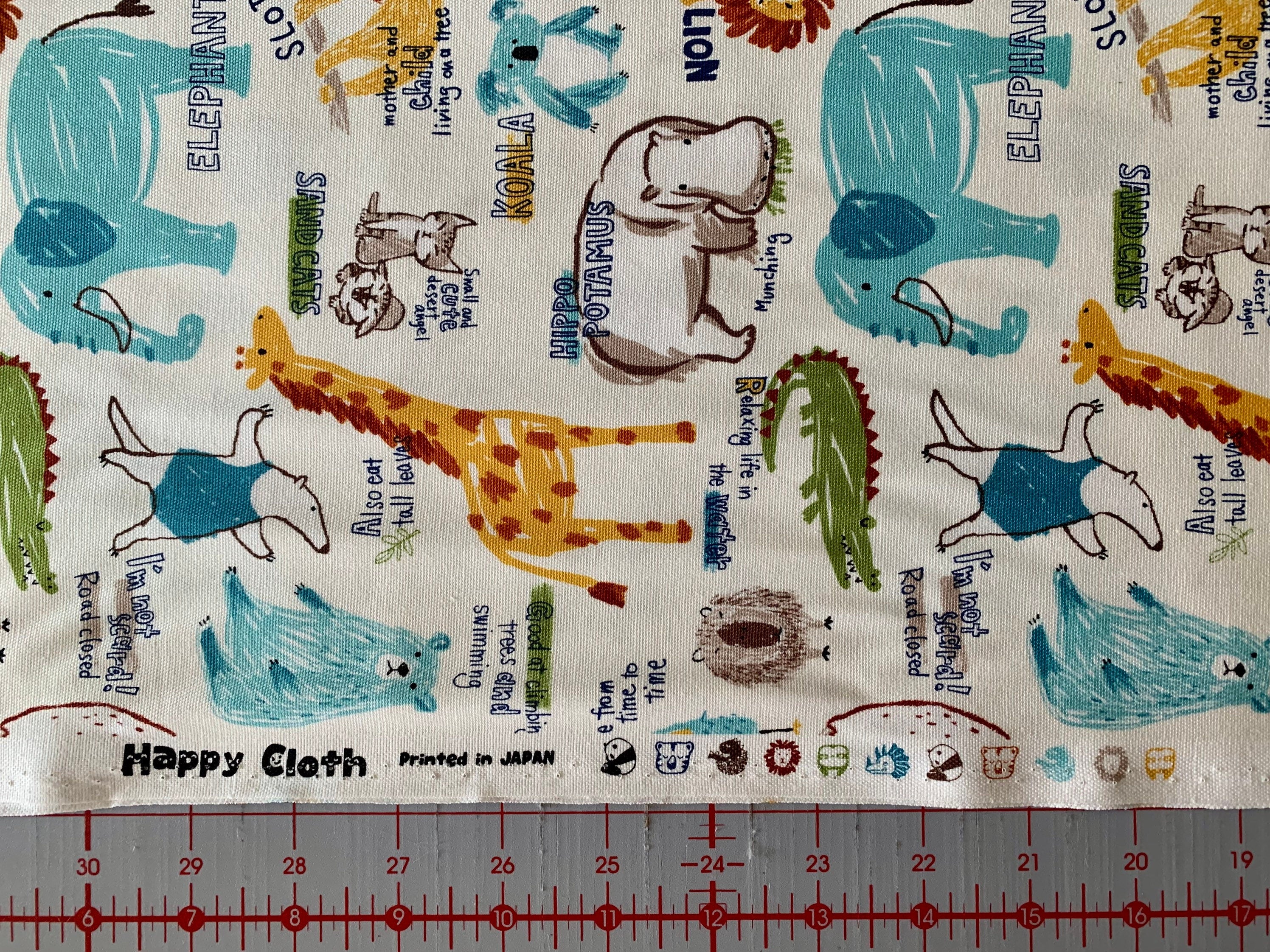 SALE Happy Cloth Zoo Animals Senyo Japanese cotton fabric SK-6300-1A white - half yard