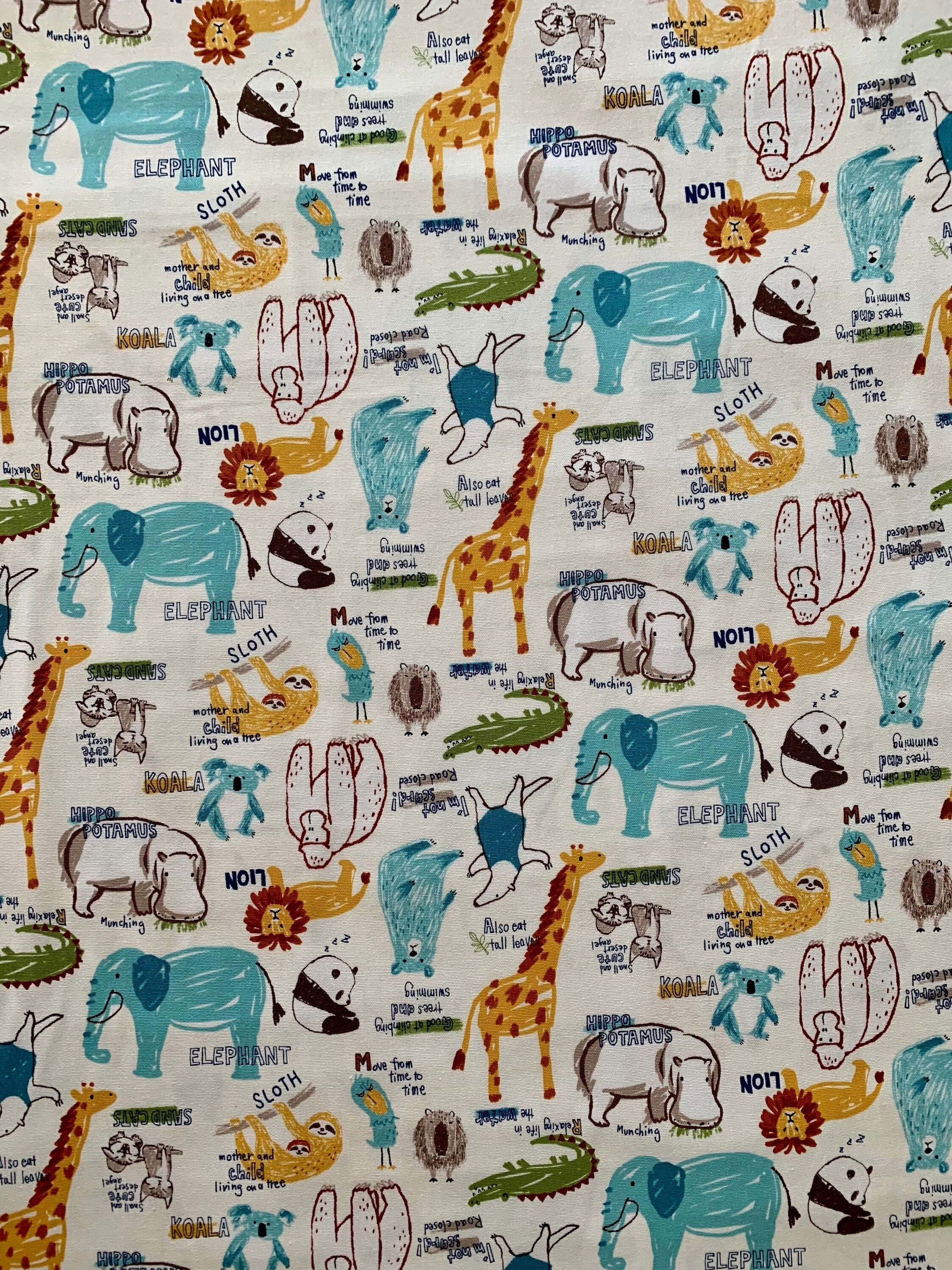 SALE Happy Cloth Zoo Animals Senyo Japanese cotton fabric SK-6300-1A white - half yard