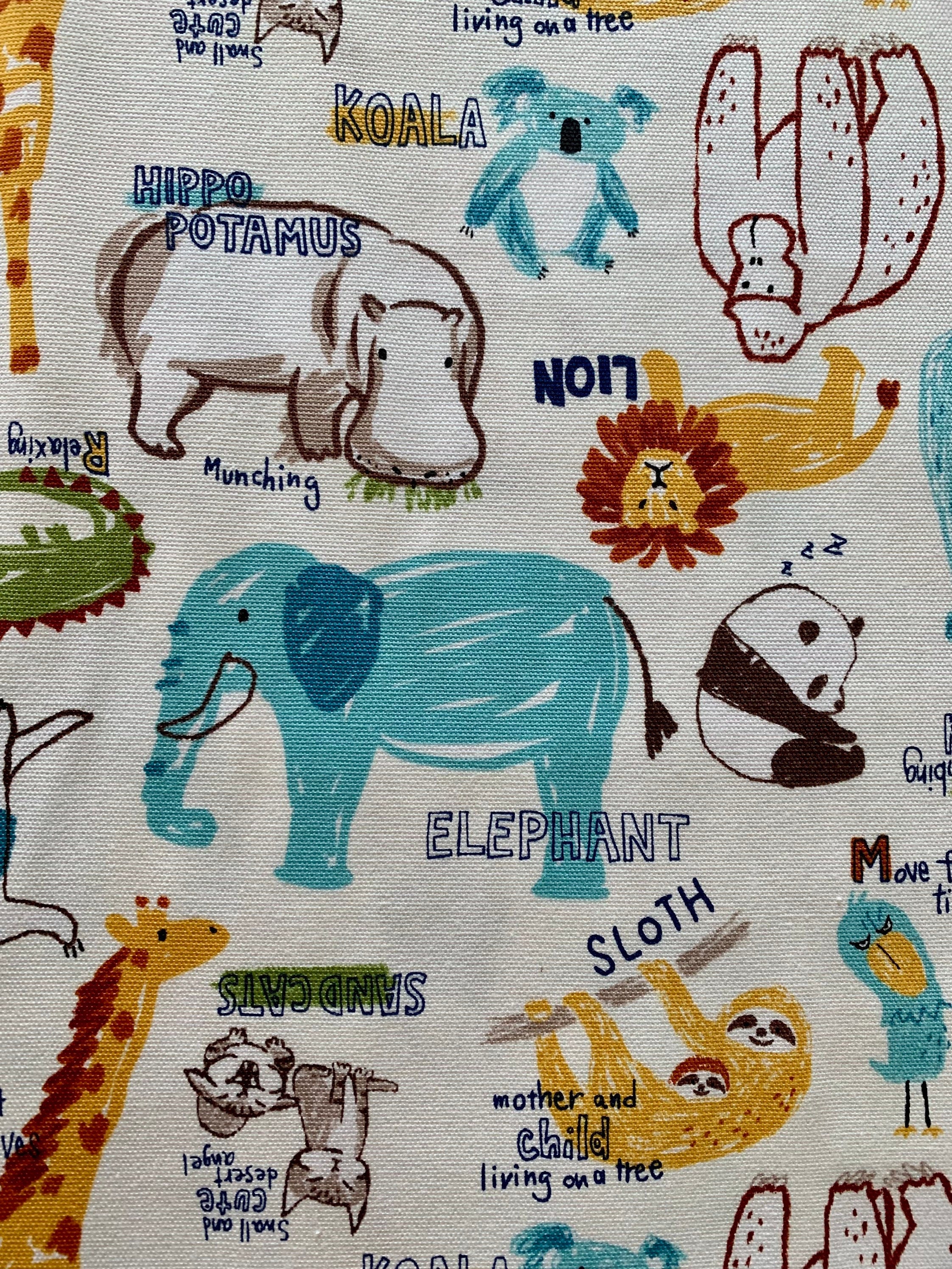 SALE Happy Cloth Zoo Animals Senyo Japanese cotton fabric SK-6300-1A white - half yard