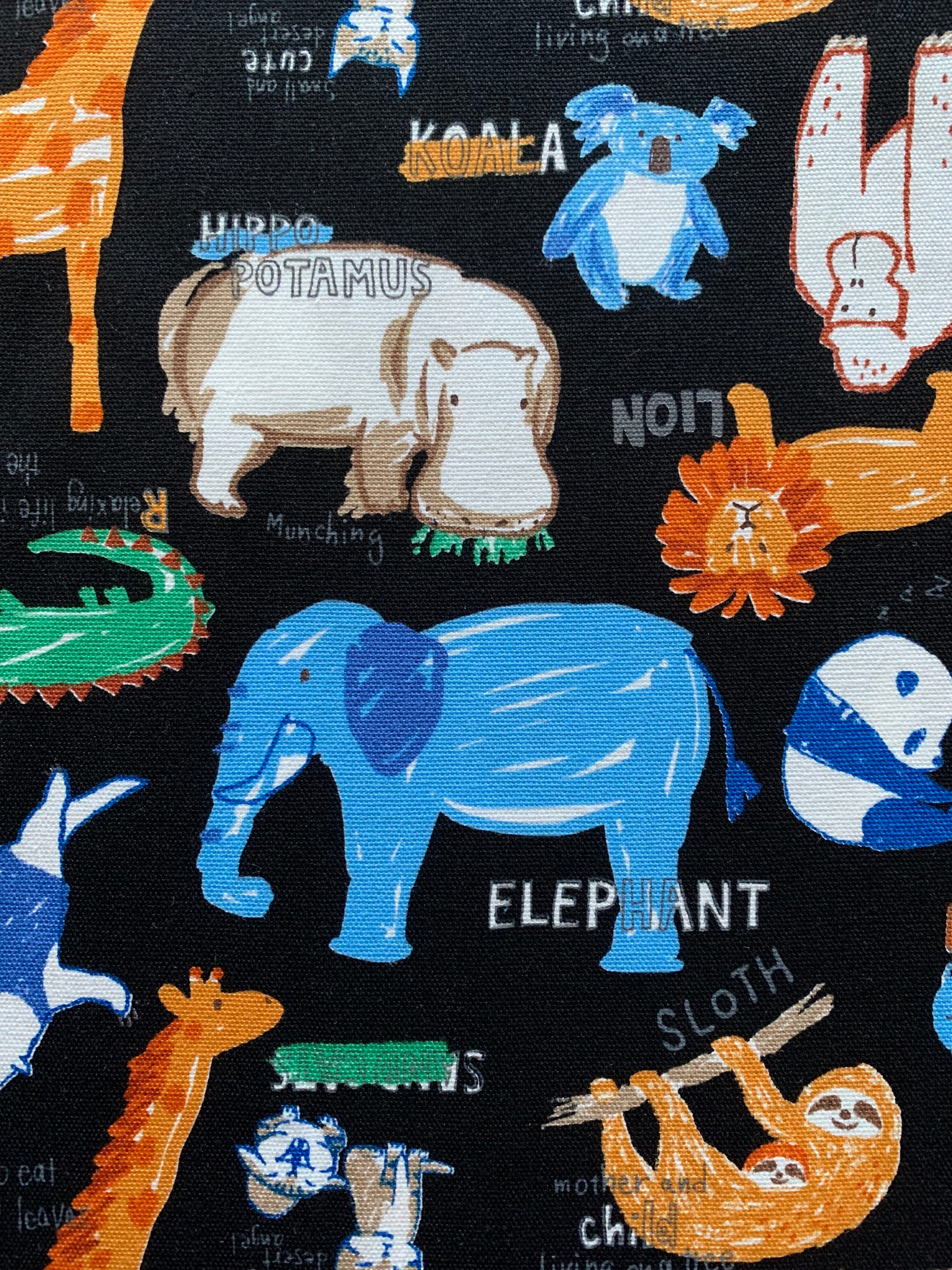 Senyo - SALE Happy Cloth Zoo Animals Cotton Oxford - Black - Half Yard