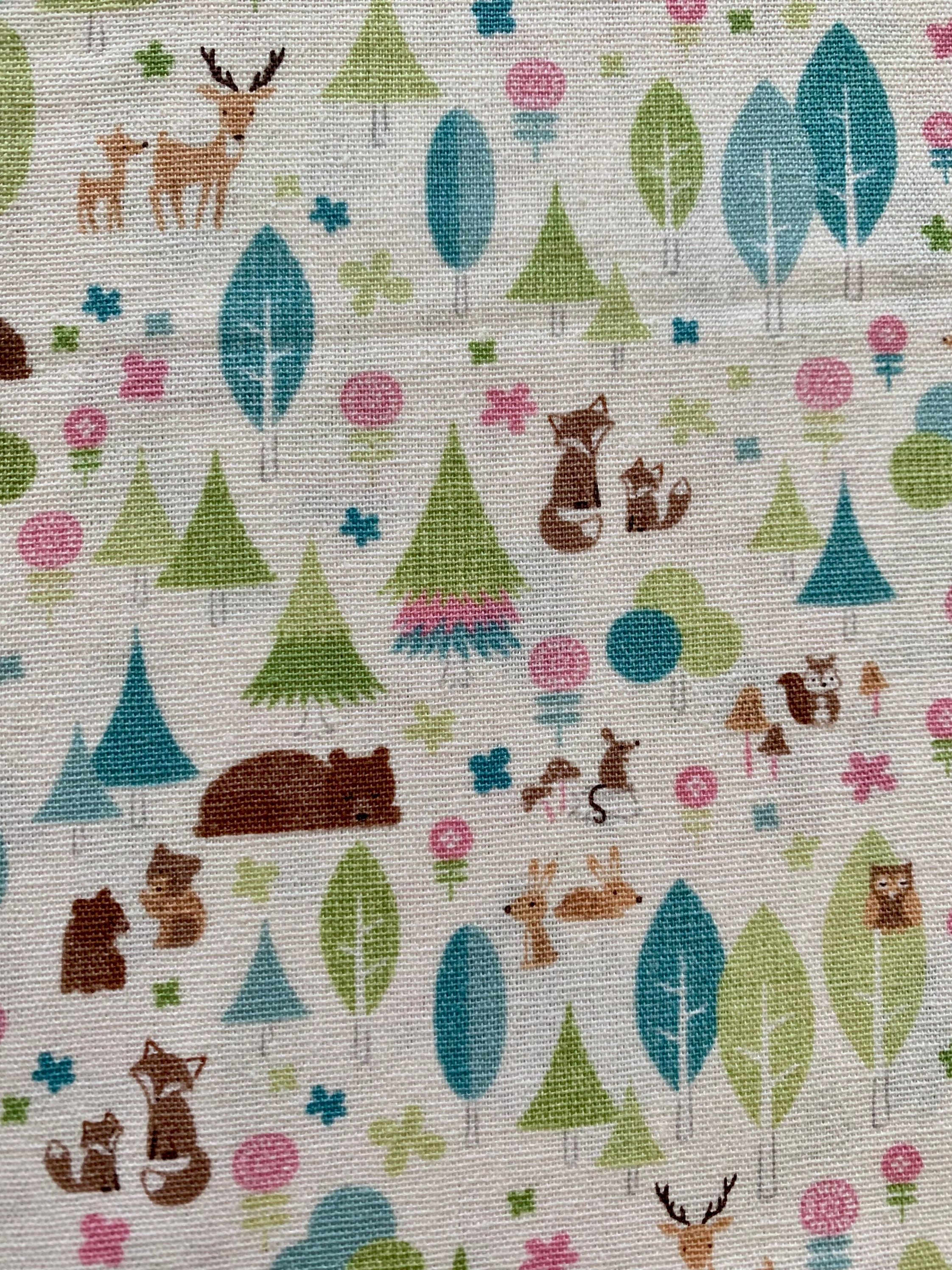 Cosmo - SALE Tiny Forest Cotton - White Blue Green Pink