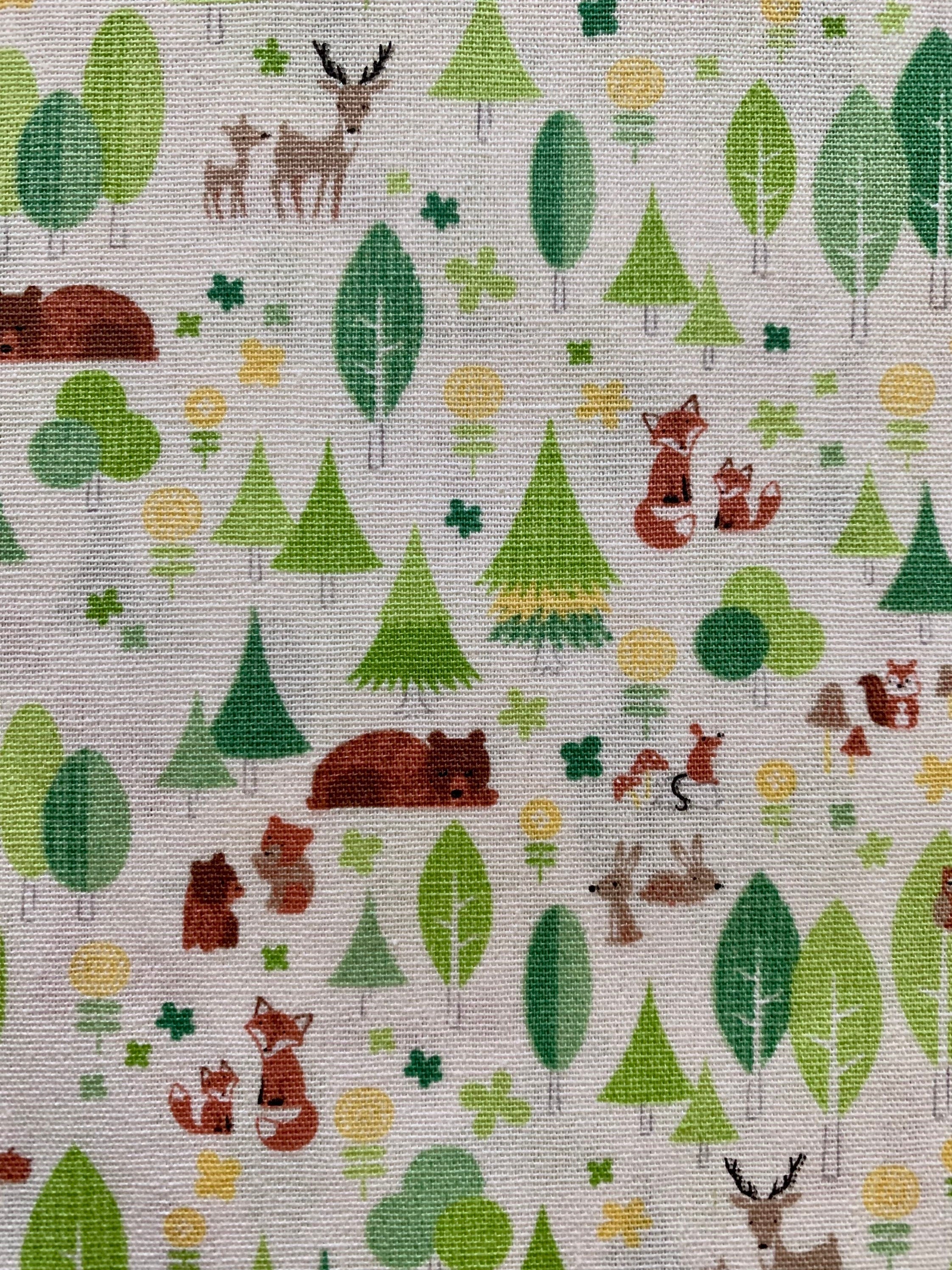 Cosmo - SALE Tiny Forest Cotton - White Green Yellow