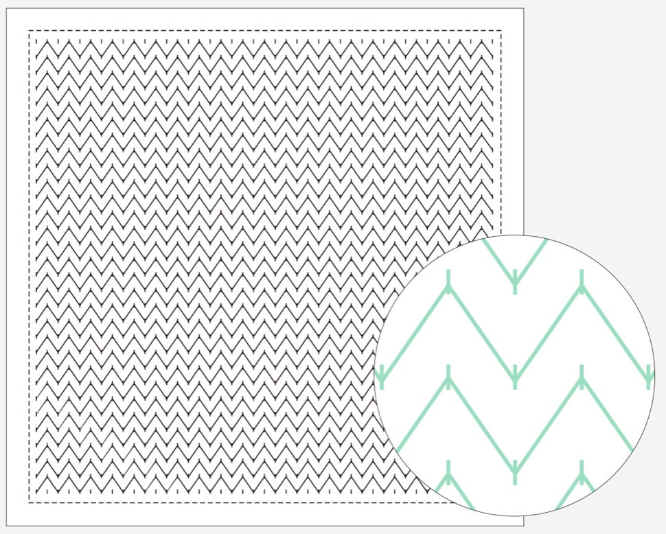 Daruma - Yamanami Mountain Range Cotton Sashiko Fukin Sampler Cloth - White