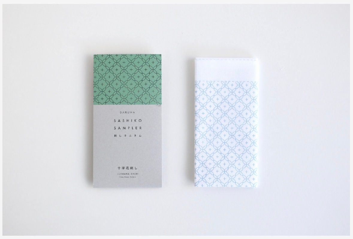 Daruma - Yamanami Mountain Range Cotton Sashiko Fukin Sampler Cloth - White