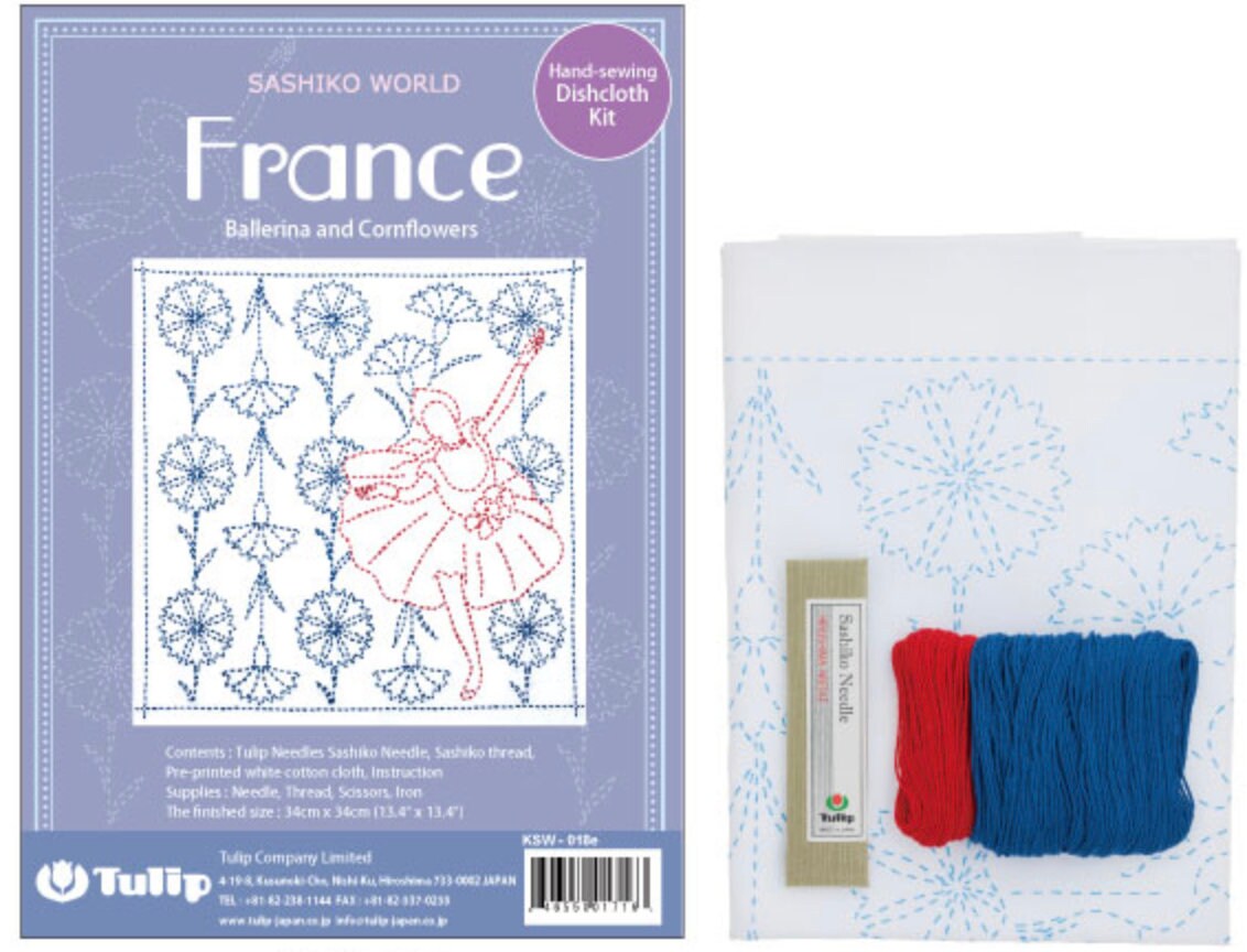 Tulip - World France "Ballerina and Cornflowers" Sashiko Sampler Kit