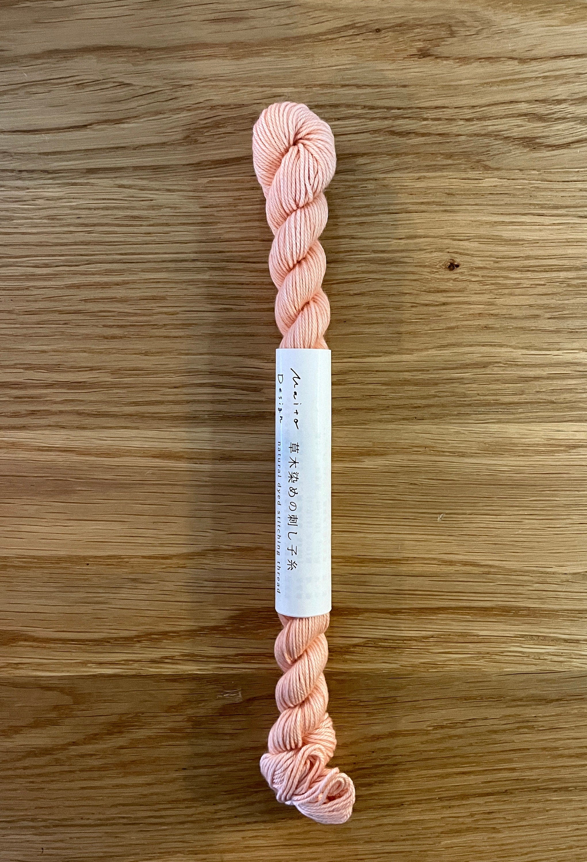 Maito - Natural Dyed Cotton Sashiko and Kogin Thread 38m Skein - Solid Peach Pink