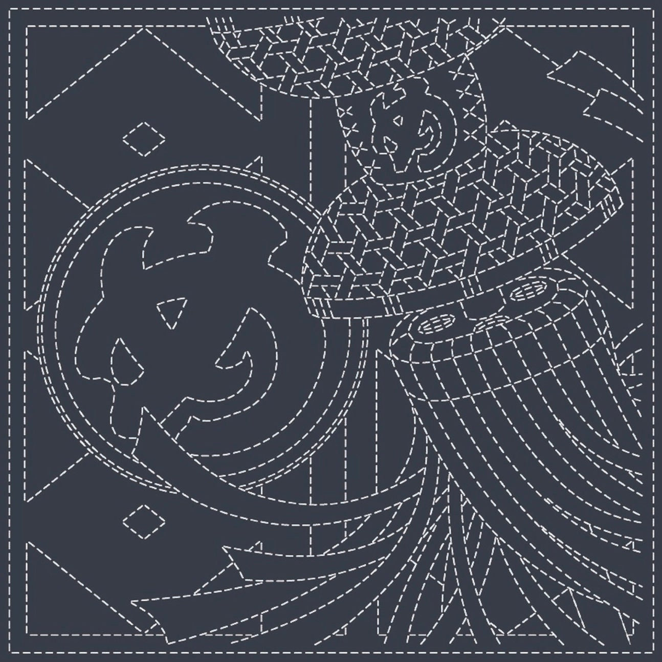 QH Textiles - Me-Gumi Cotton Sashiko Fukin Sampler Cloth - Navy