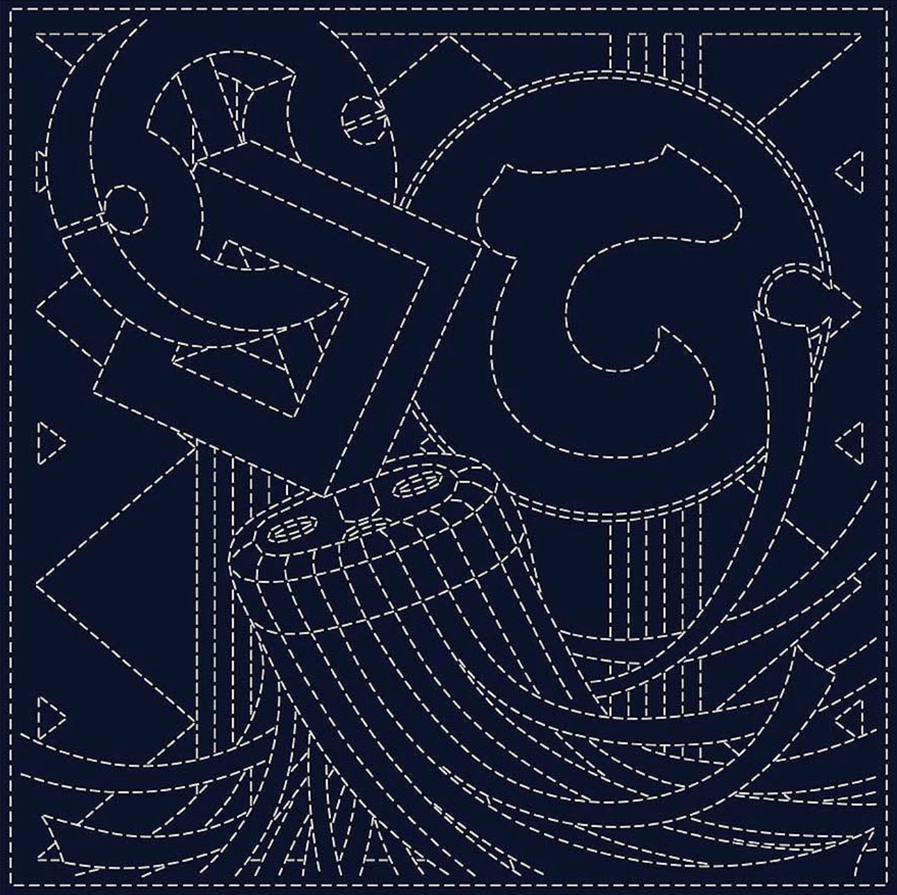 QH Textiles - Te-Gumi Cotton Sashiko Fukin Sampler Cloth - Navy