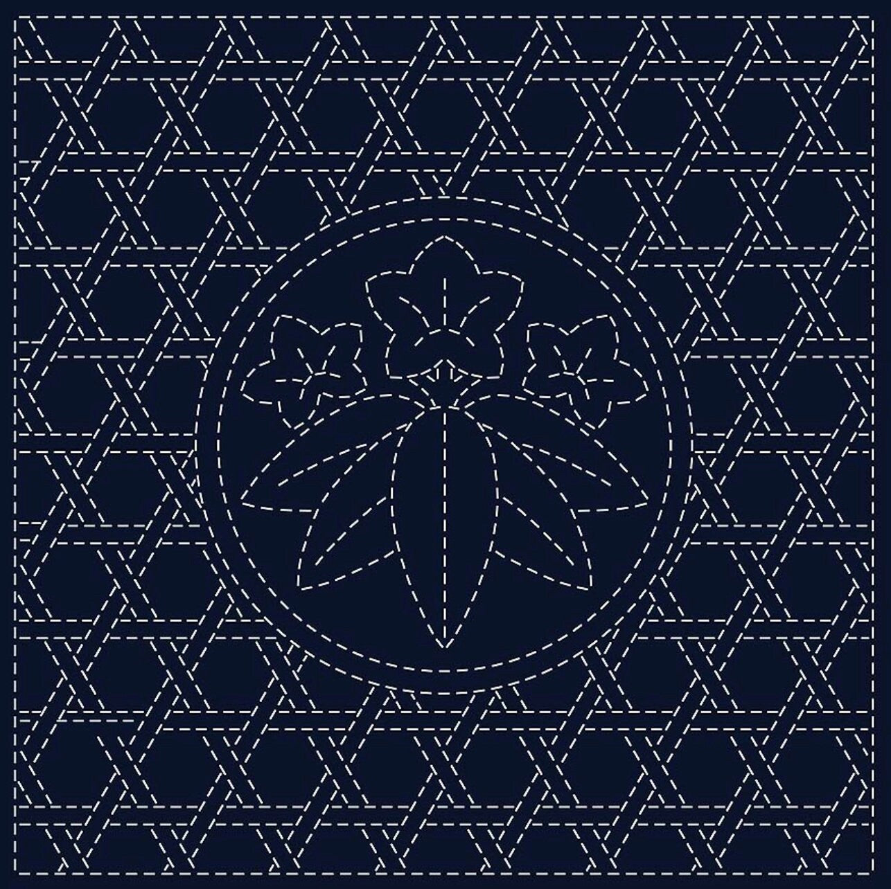 QH Textiles - Sasa-Rin-Dou Cotton Sashiko Fukin Sampler Cloth - Navy