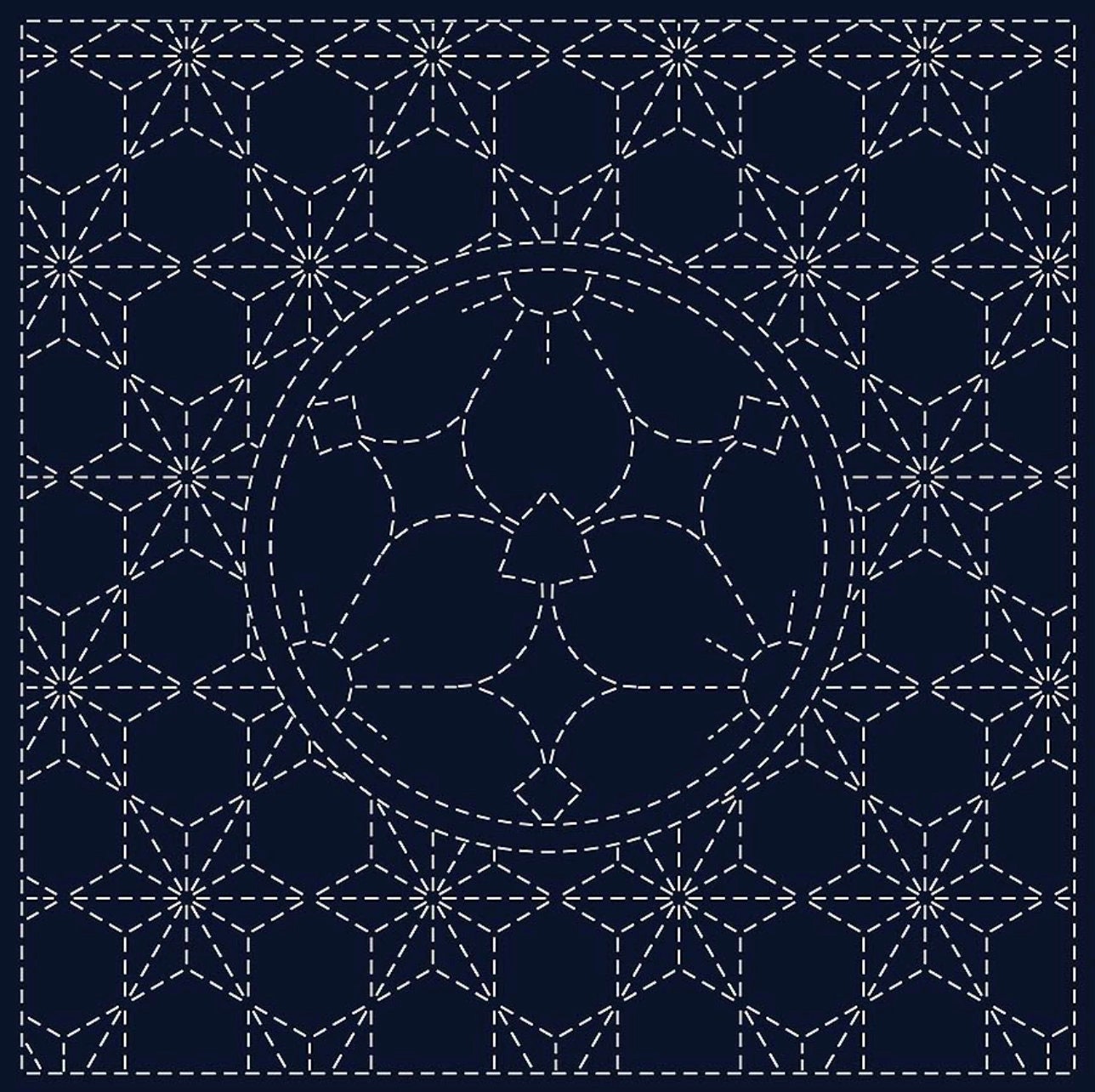 QH Textiles - Yama-Zakura Cotton Sashiko Fukin Sampler Cloth - Navy