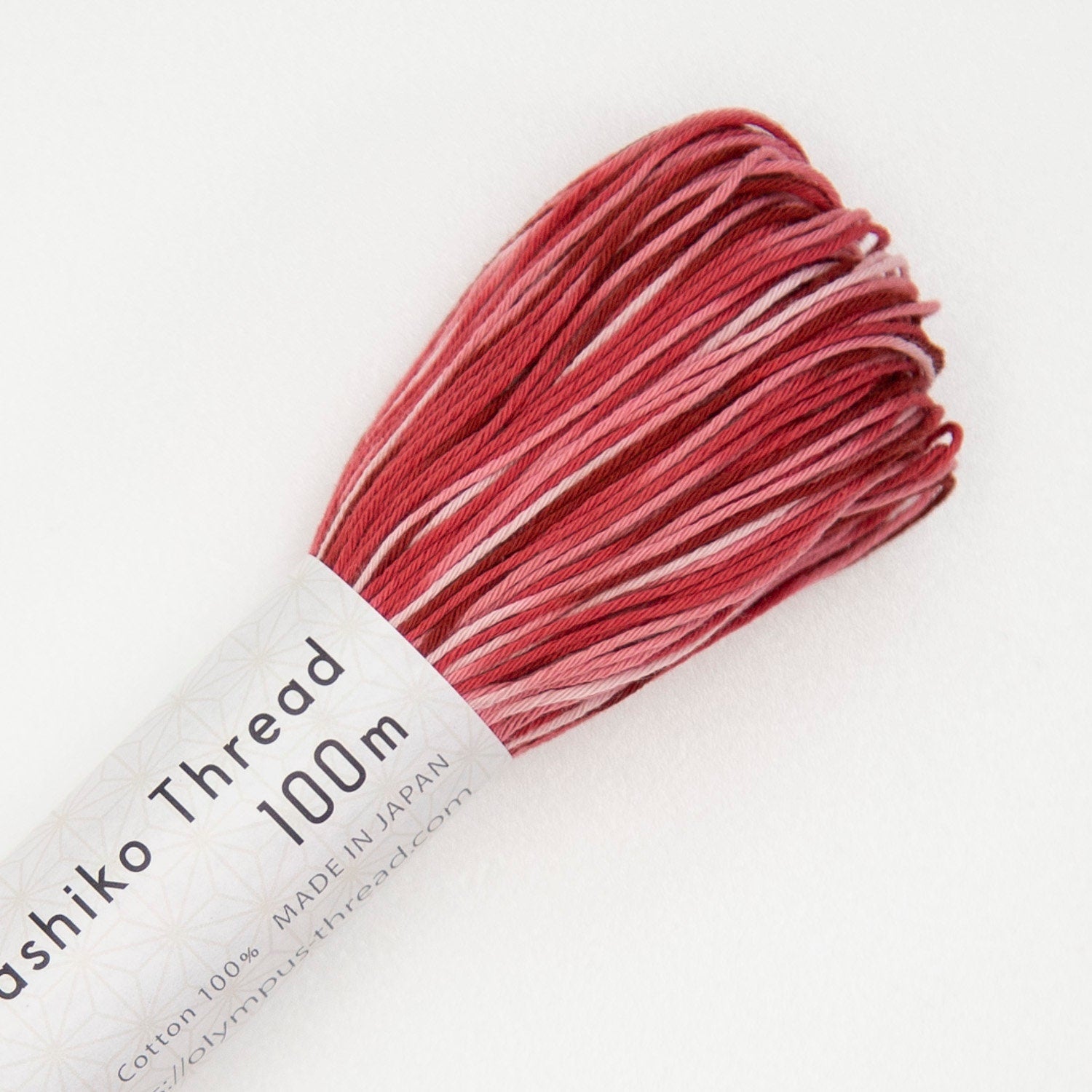 Olympus - Cotton Sashiko Thread 100m Skein - Color #156 Rose Variegated White Pink Red