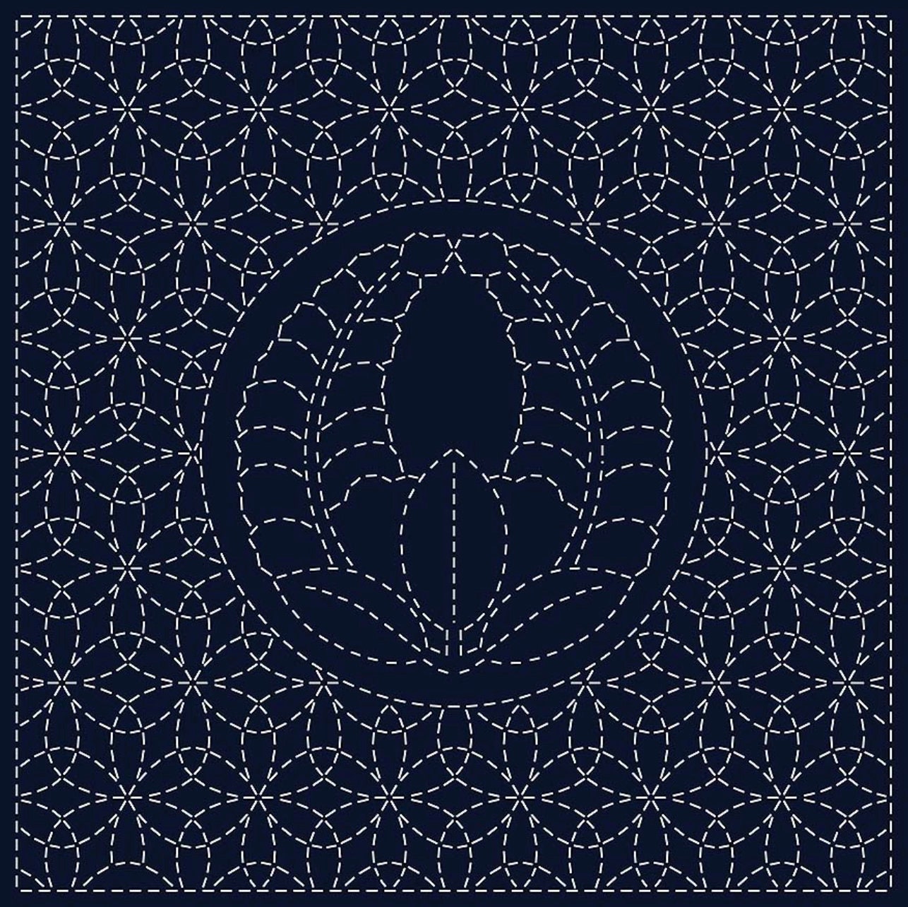 QH Textiles - Agari-Fuji Cotton Sashiko Fukin Sampler Cloth - Navy