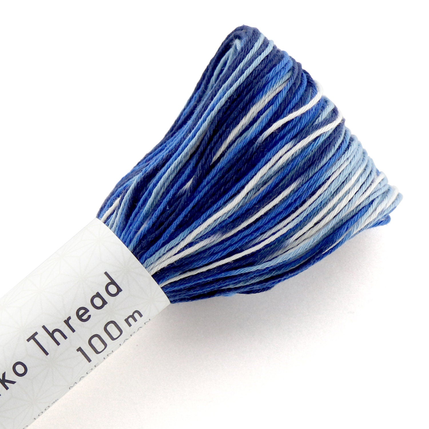 Olympus - Cotton Sashiko Thread 100m Skein - Color #151 Blue White Variegated Indigo Navy