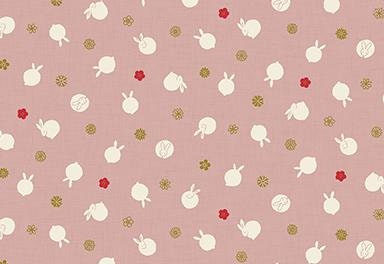 QuiltGate - Hyakka Ryoran Tiny Rabbits Cotton Fabric - Pink