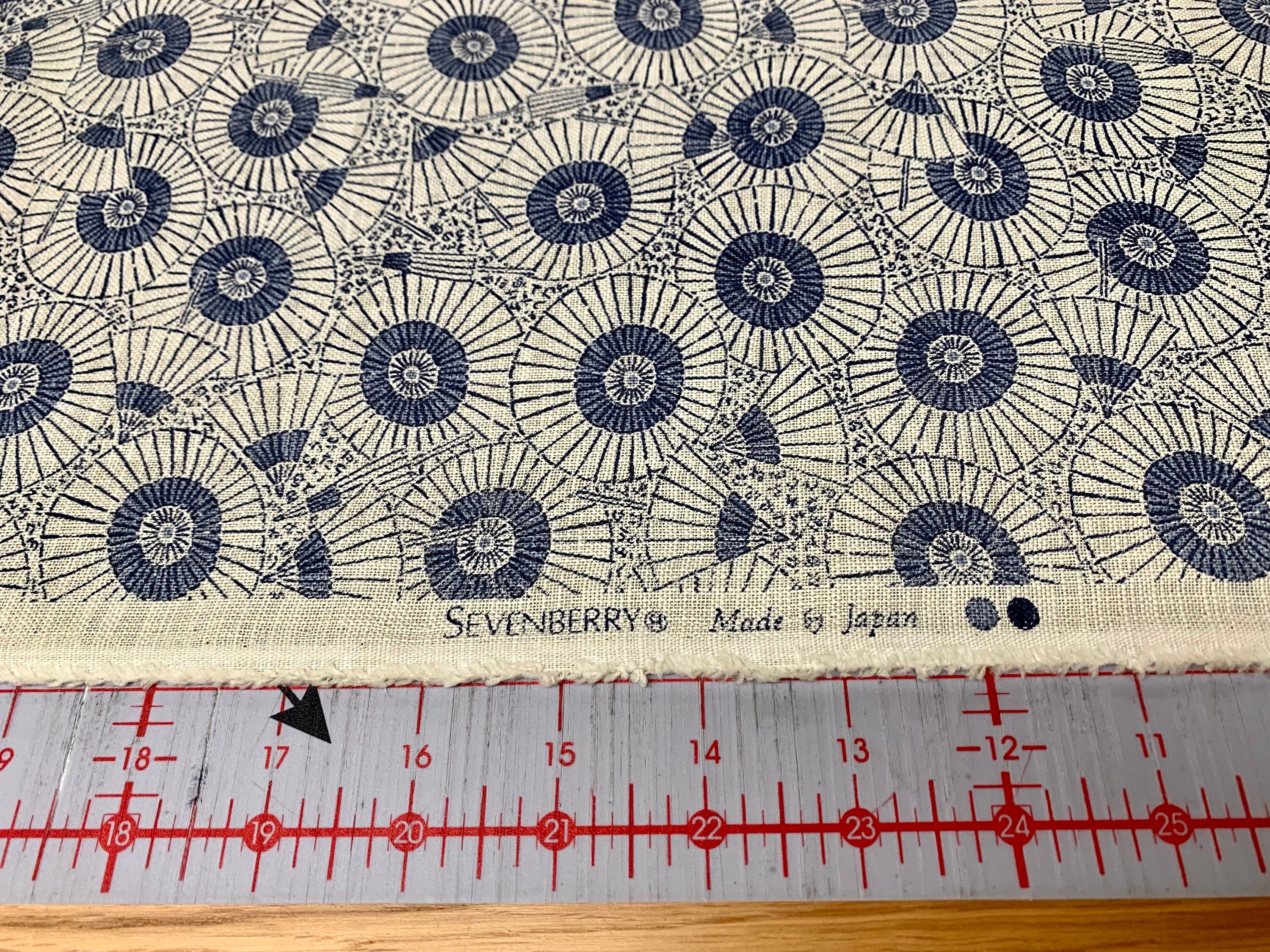 Sevenberry Vintage Parasols Japanese cotton fabric 83046-1-3 beige blue