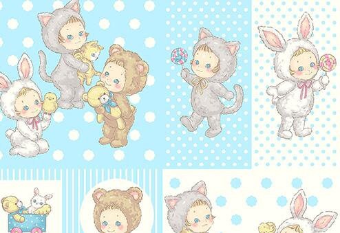QuiltGate - PRE-CUT Puni Puni Candy Cotton Fabric - Light Blue