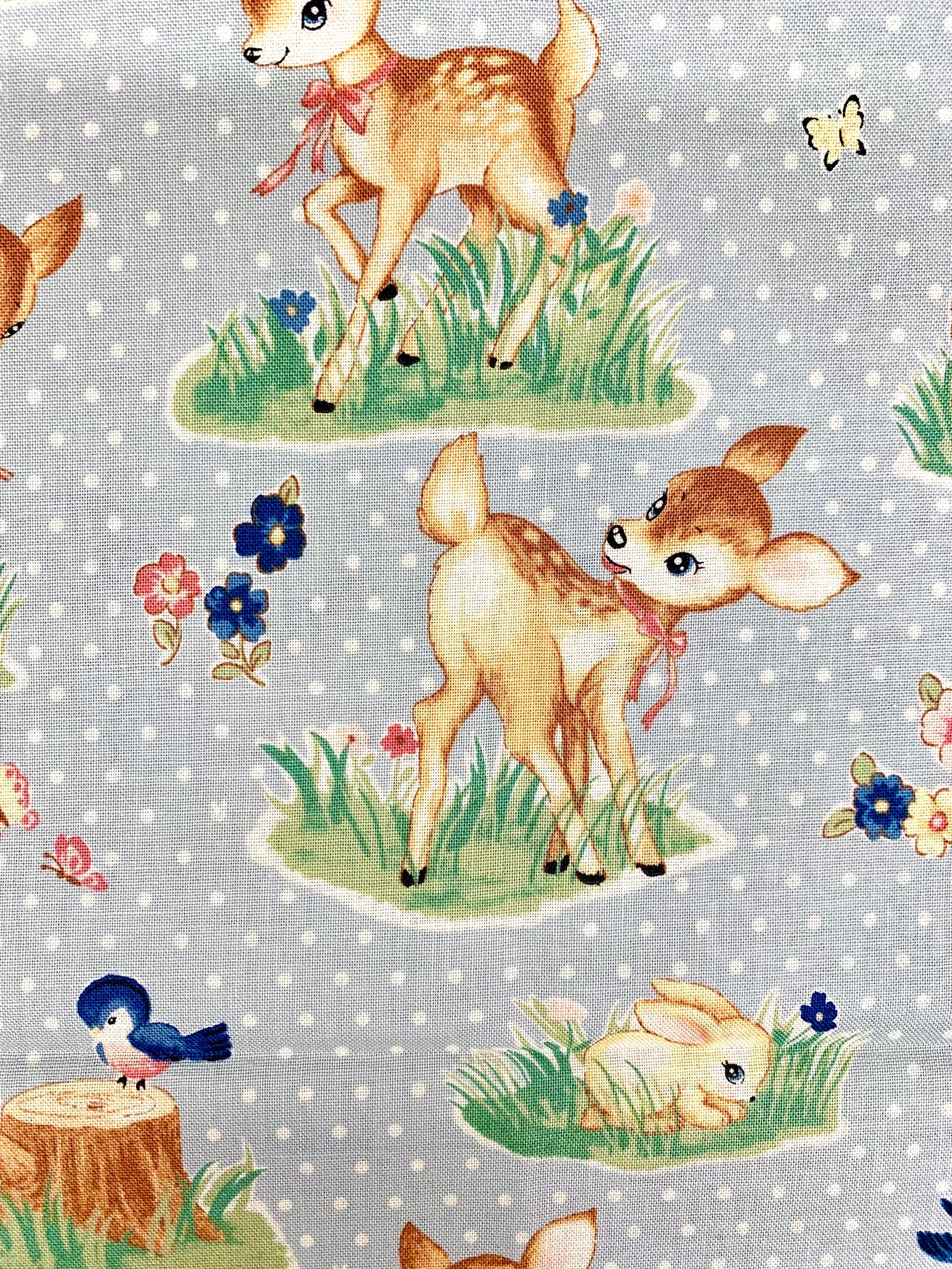 Cosmo - PRE-CUT Un/Nö Delightful Deer Cotton Fabric - Slate Blue Green