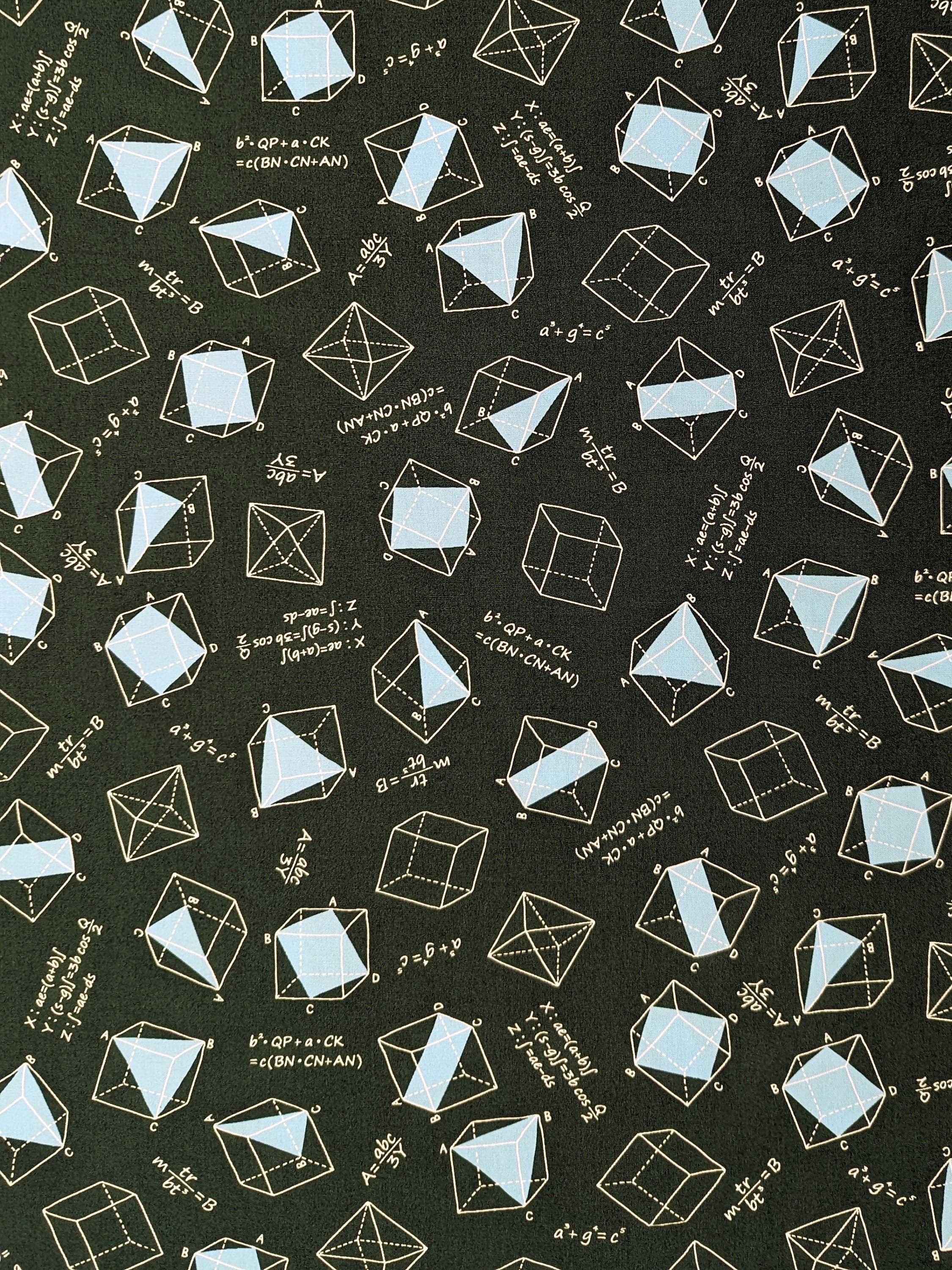 Sevenberry - SALE Geometry Cotton Fabric - Green Blue