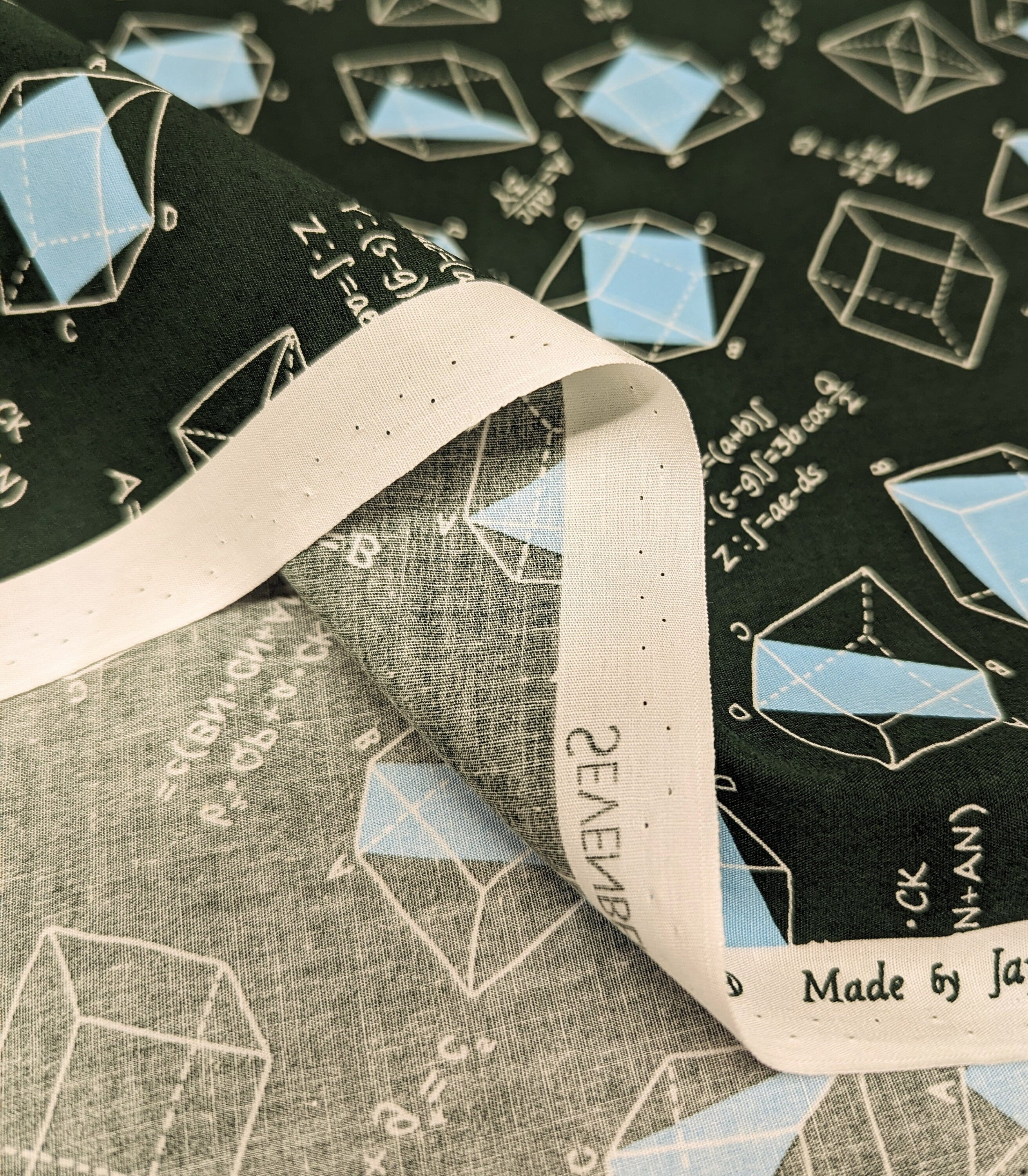 Sevenberry - SALE Geometry Cotton Fabric - Green Blue