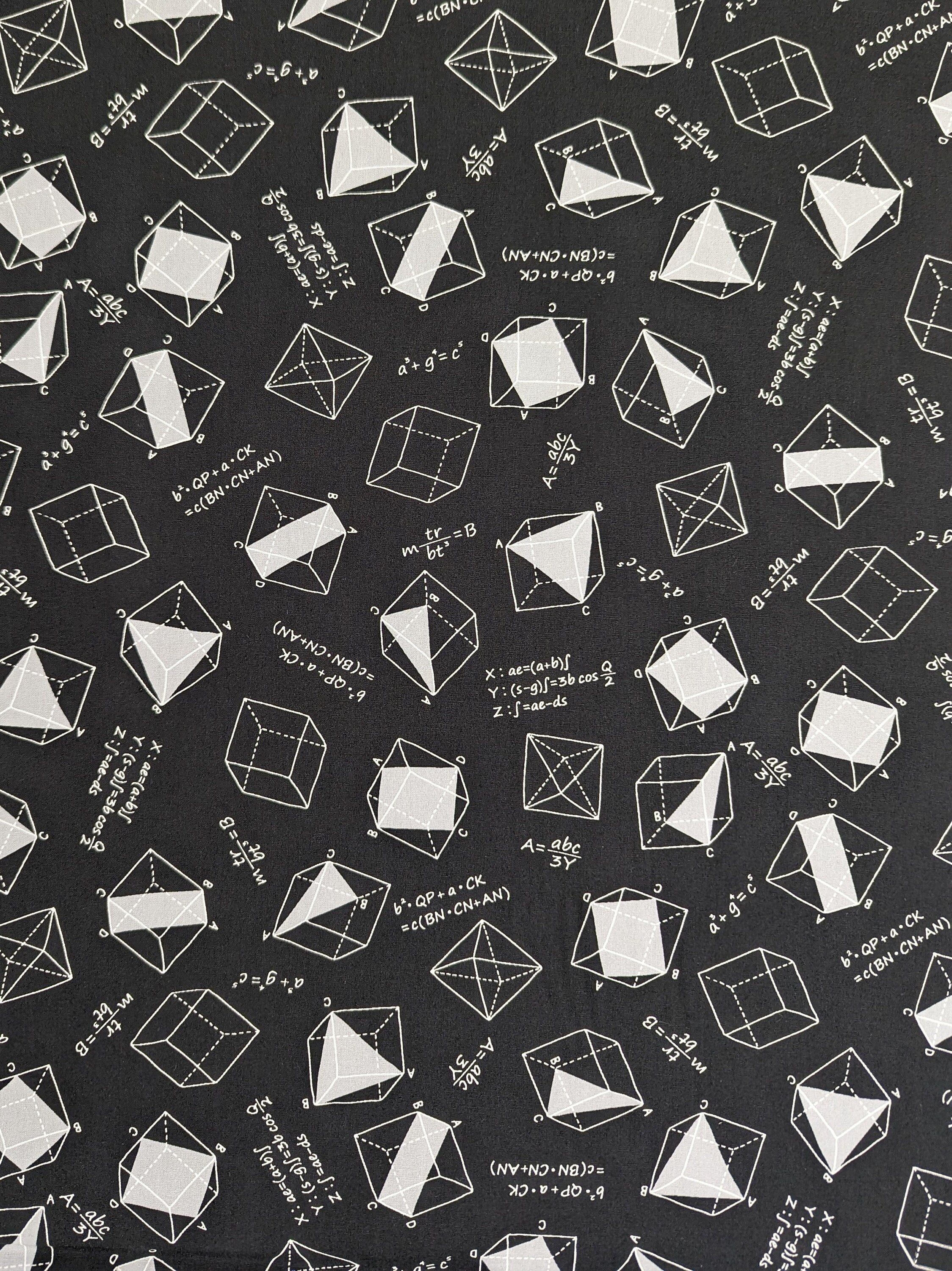 Sevenberry - SALE Geometry Cotton Fabric - Black Gray