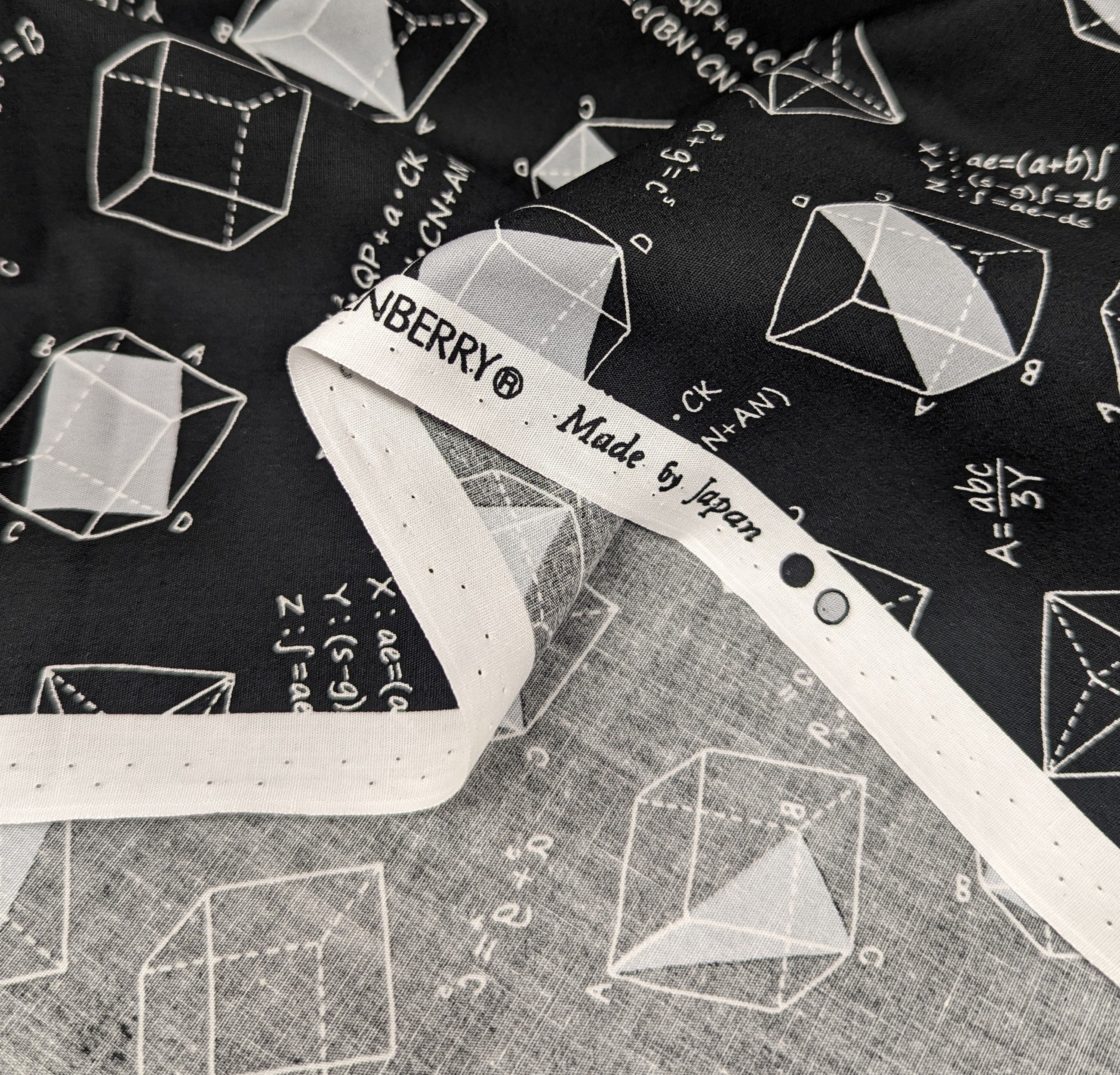 Sevenberry - SALE Geometry Cotton Fabric - Black Gray