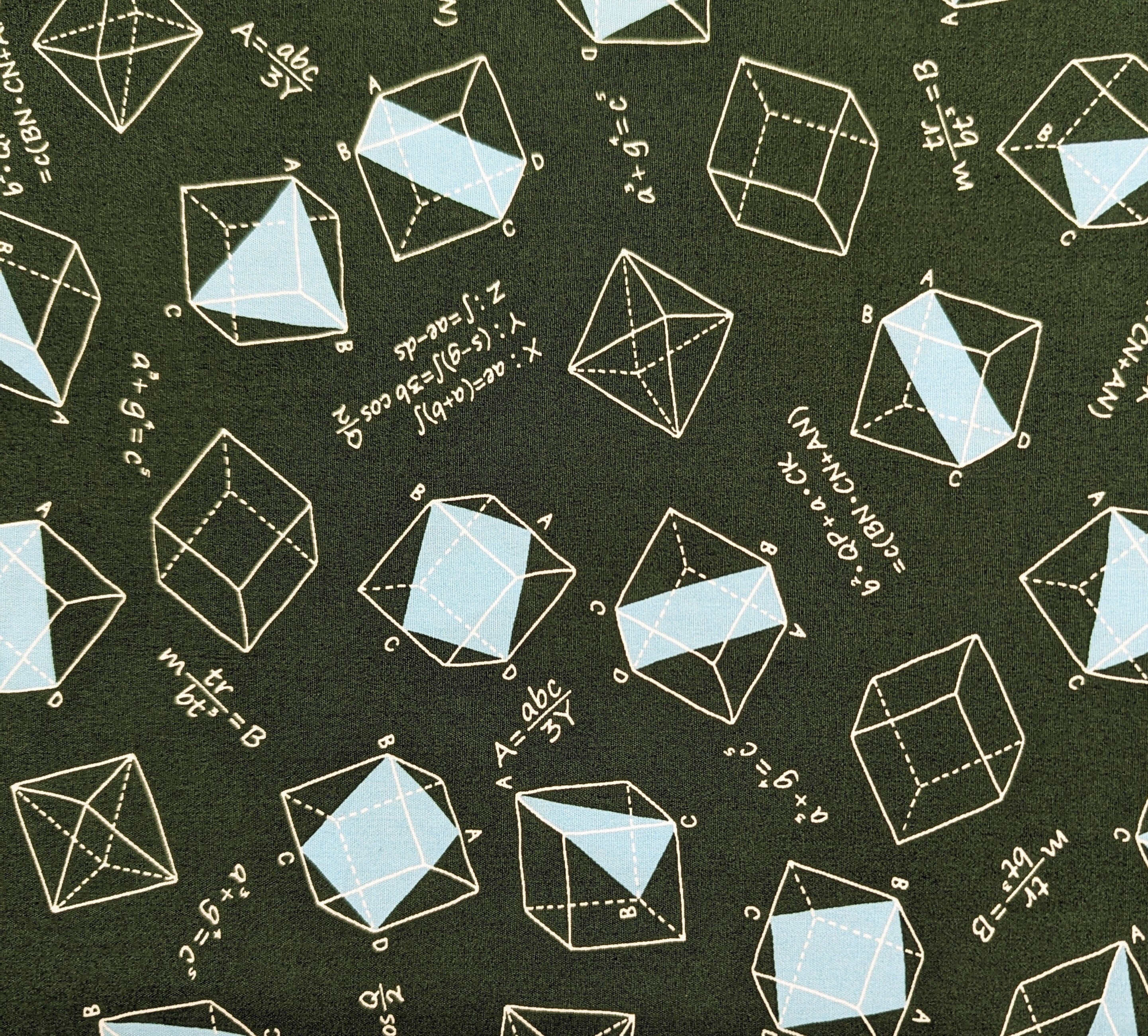 Sevenberry - SALE Geometry Cotton Fabric - Green Blue