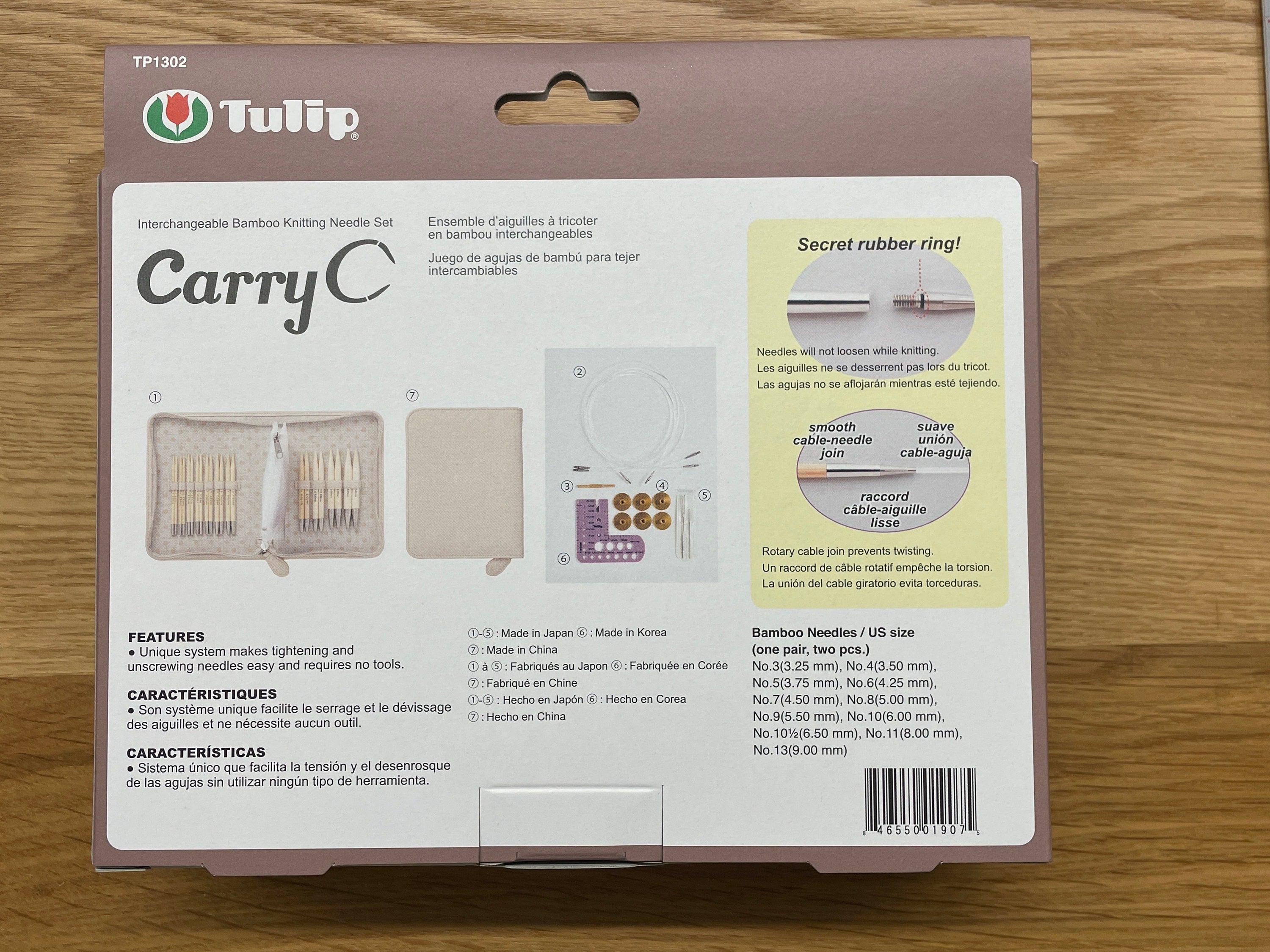 Tulip - CarryC Interchangeable Bamboo Knitting Needle Set with Case