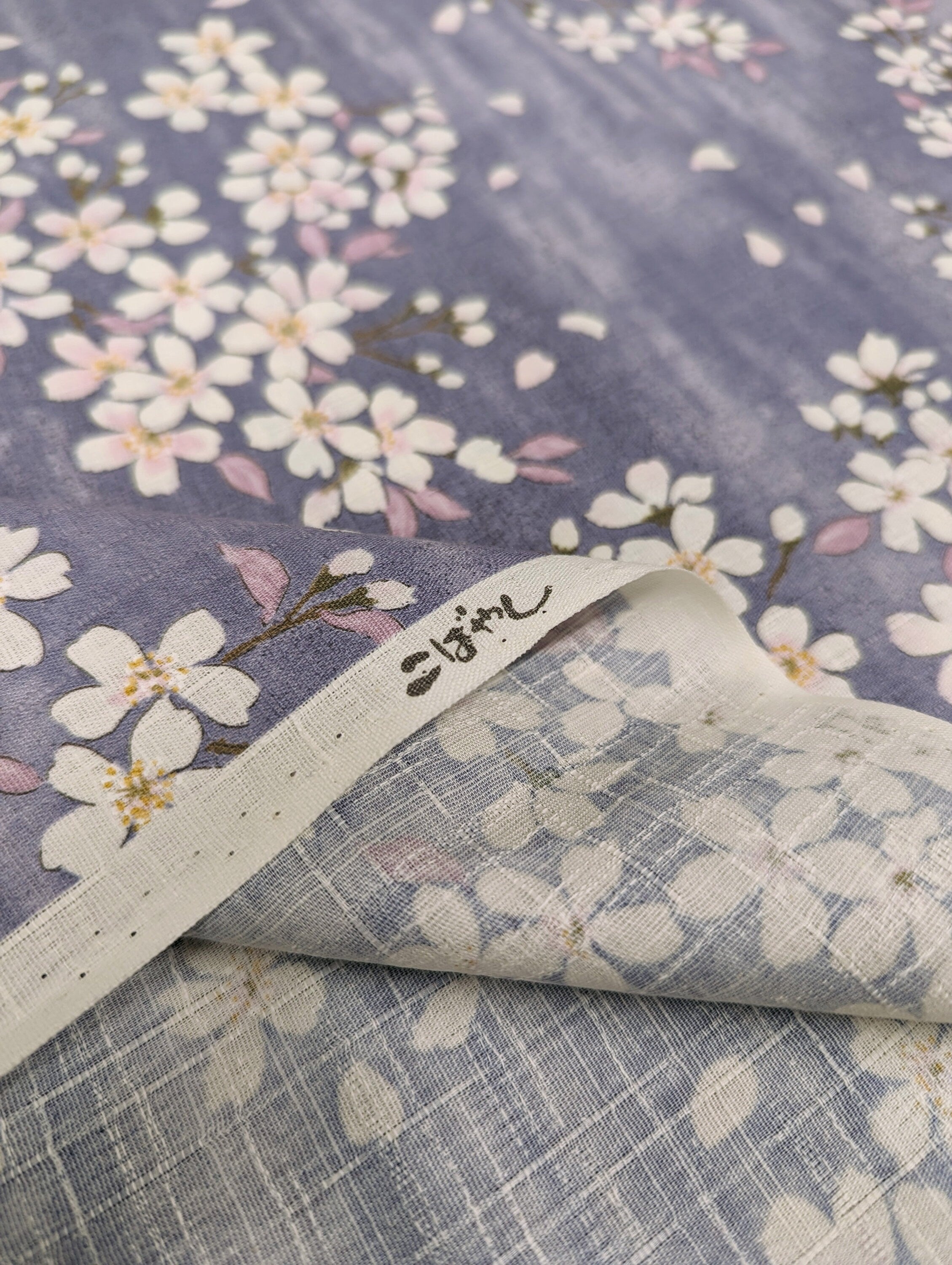 Sakura Blossoms Kobayashi Japanese dobby cotton fabric KTS-6850-D purple