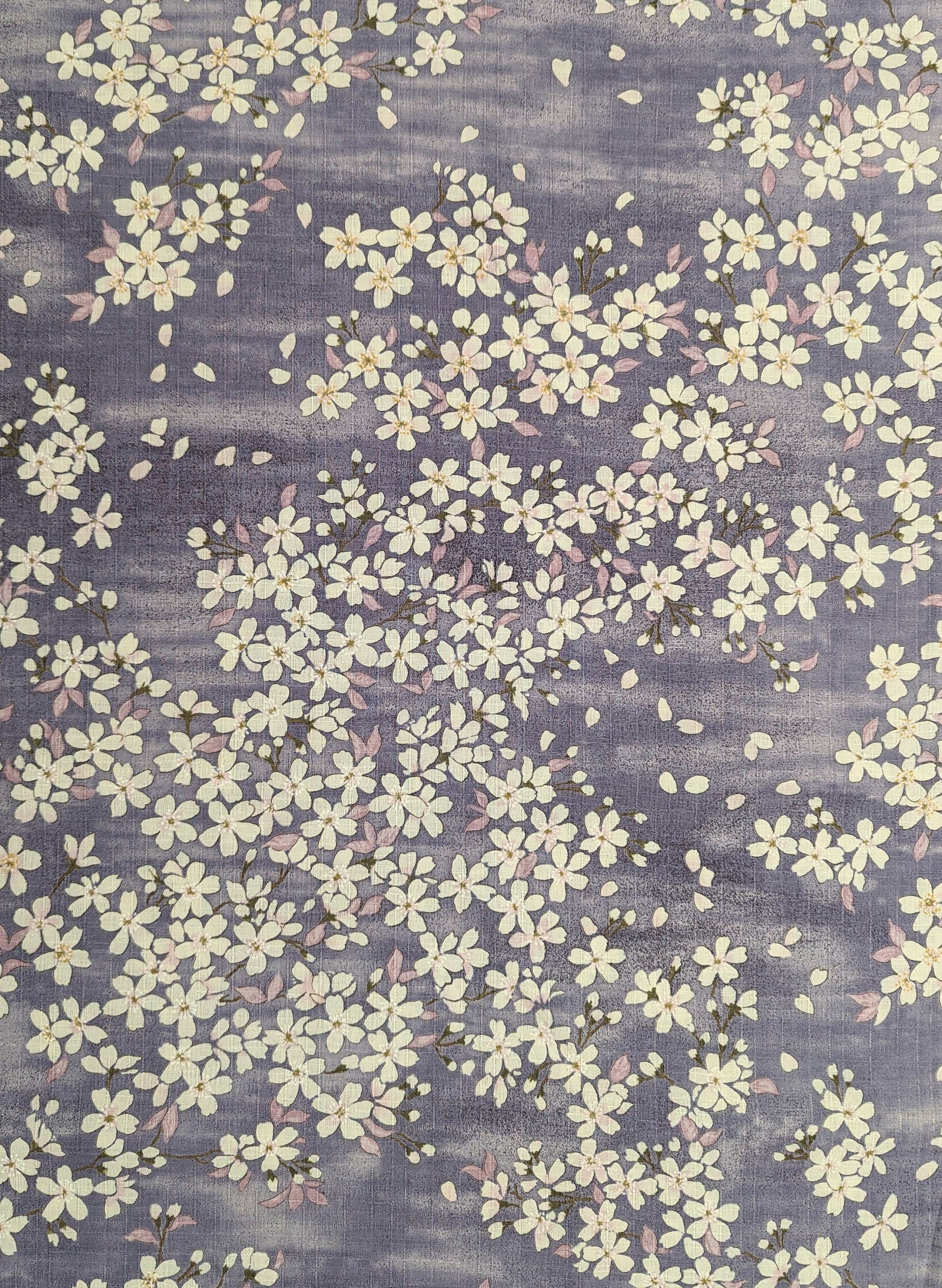 Sakura Blossoms Kobayashi Japanese dobby cotton fabric KTS-6850-D purple