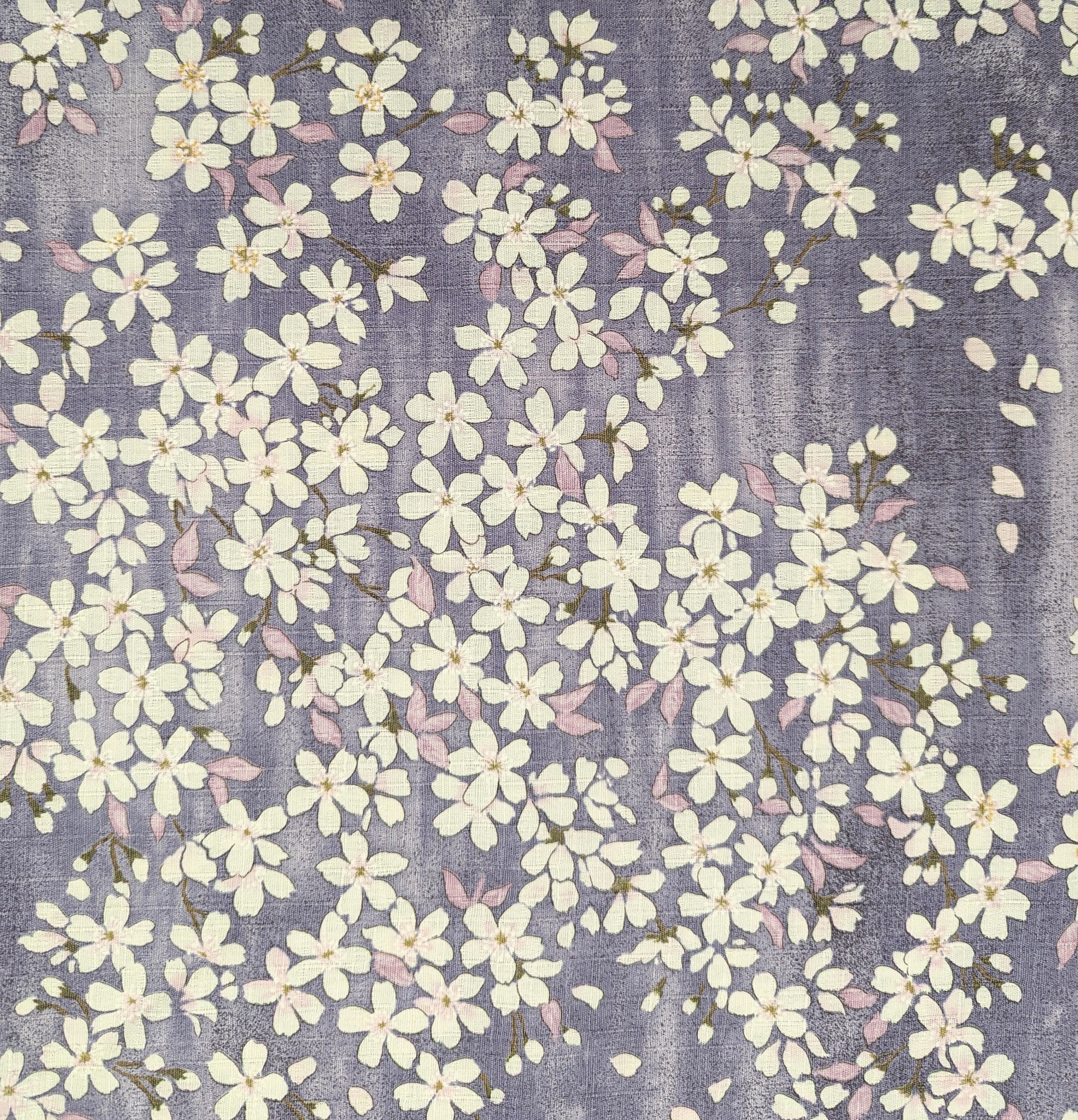 Sakura Blossoms Kobayashi Japanese dobby cotton fabric KTS-6850-D purple