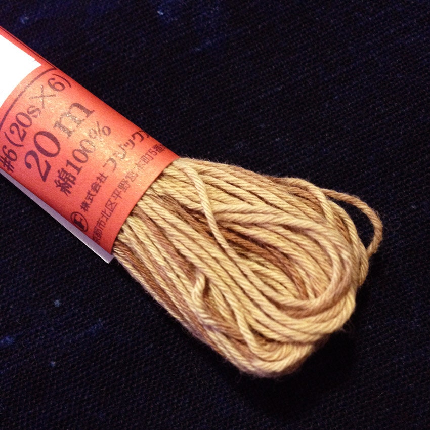 Fujix - Cotton Thread Hand Dyed with Persimmon - #3 Variegated Blonde Red Brown Kakishibu