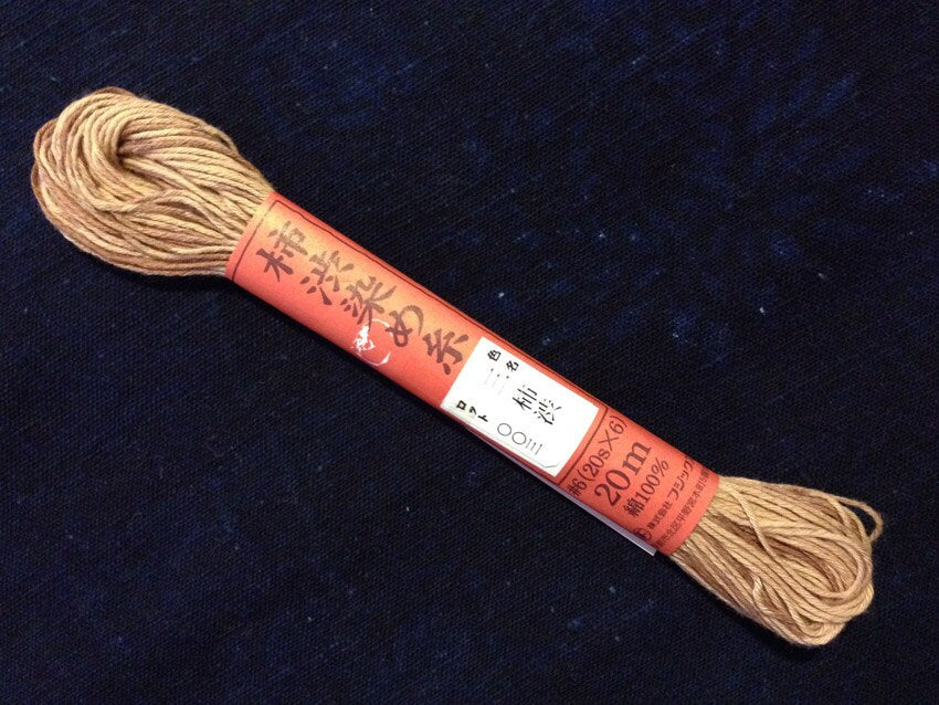 Fujix - Cotton Thread Hand Dyed with Persimmon - #3 Variegated Blonde Red Brown Kakishibu