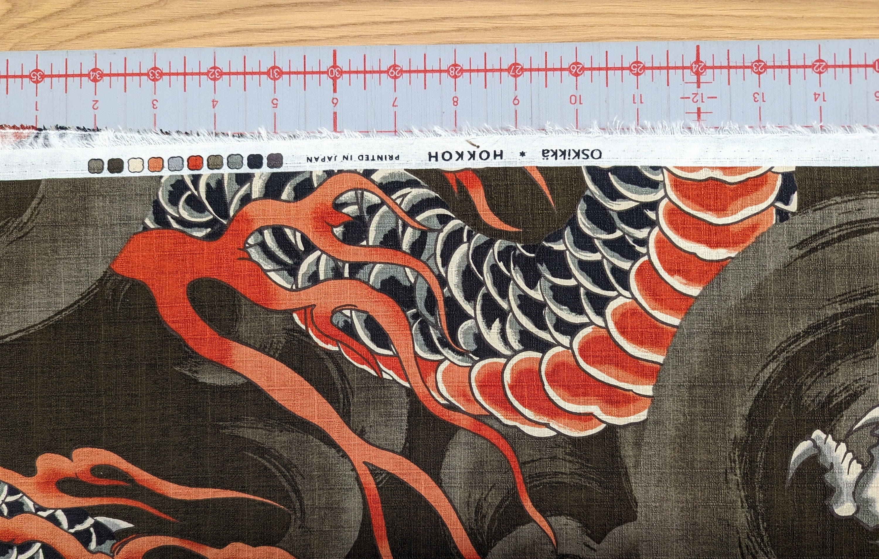 Hokkoh - REMNANT Half Yard Stormy Dragons Cotton Dobby - Brown