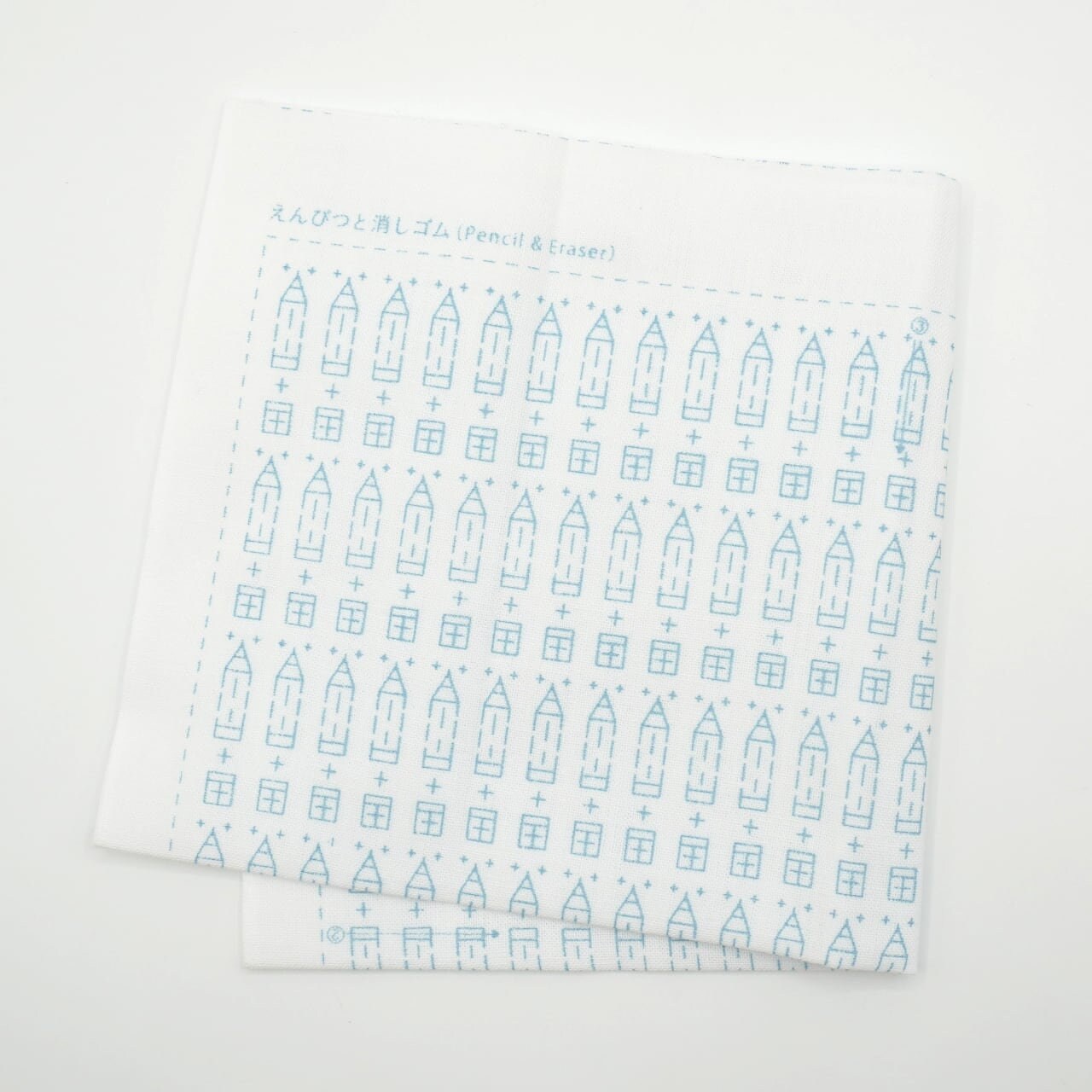 Daruma - Pencil and Eraser Cotton Sashiko Fukin Sampler Cloth - White