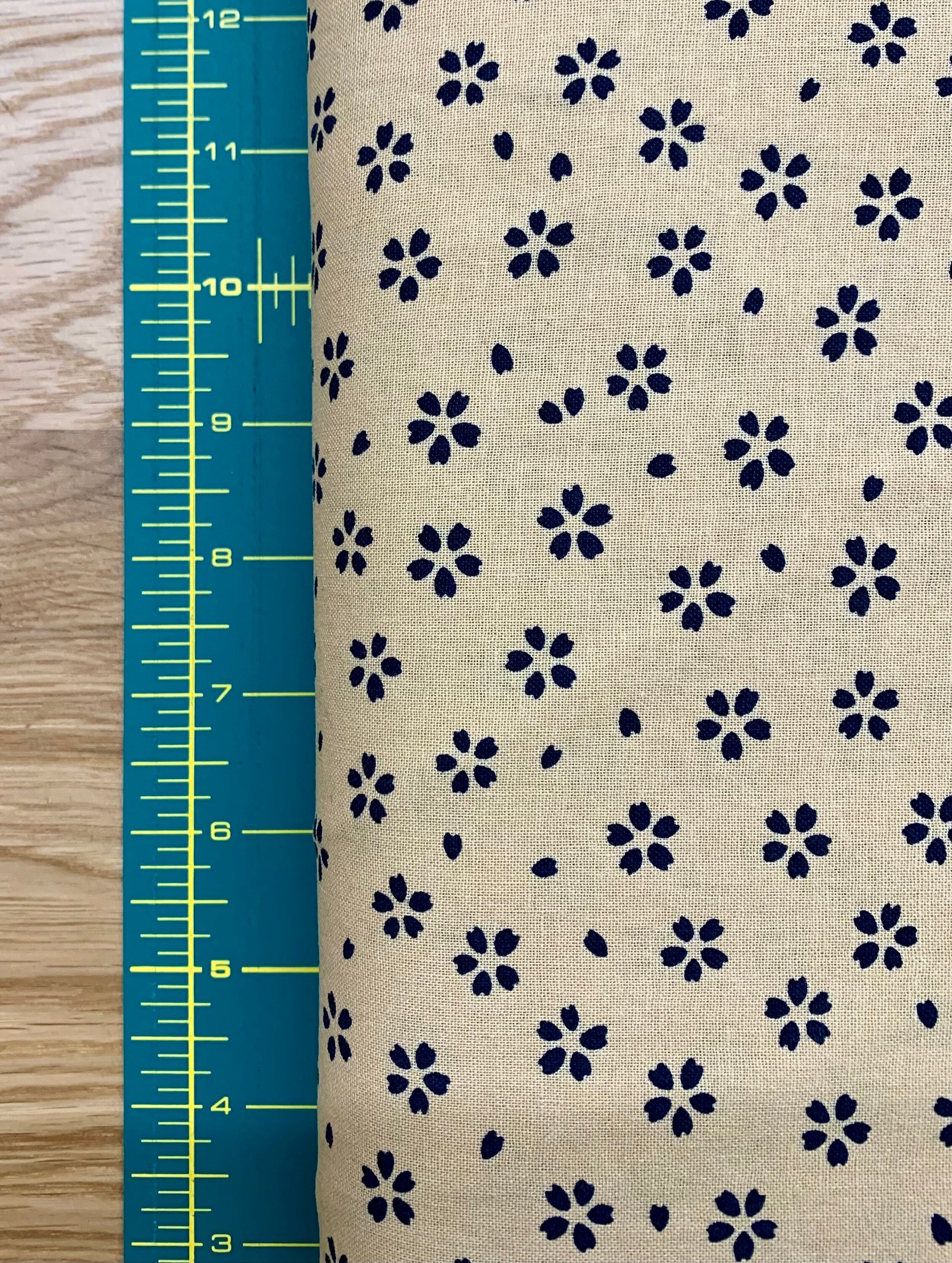 Medium Cherry Blossom Sakura Sevenberry Japanese cotton fabric 88220-5-2 beige blue