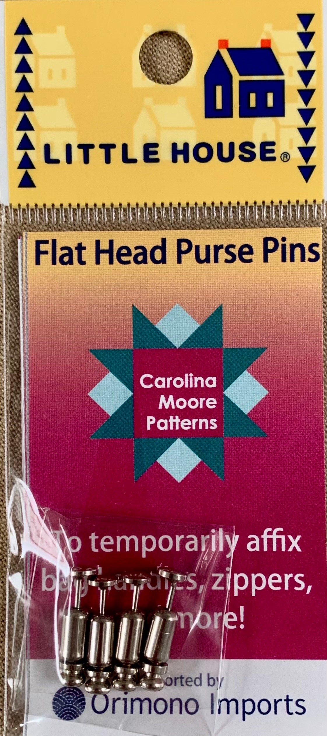 Little House - Carolina Moore Flat Fead Purse Handle or Zipper Fixing Pins