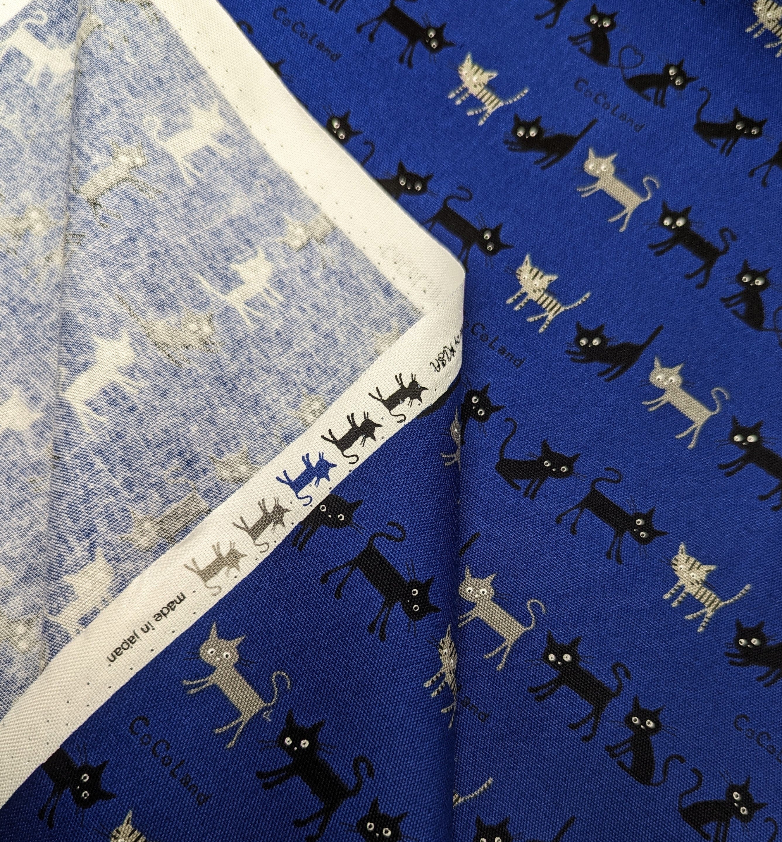 Cocoland Mini Cat Japanese oxford cotton canvas H-CO-10002-1-C blue