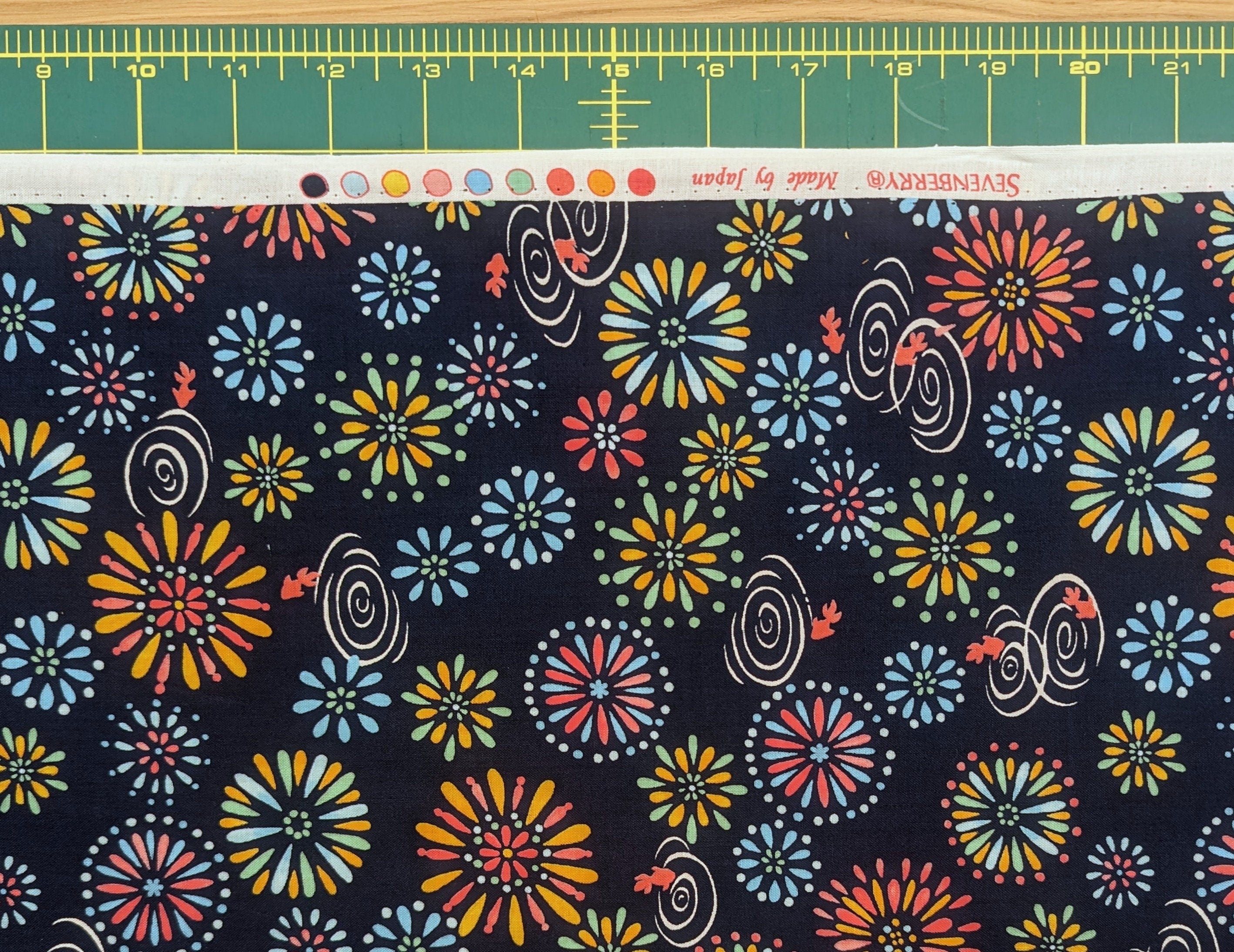 Fireworks and Koi Sevenberry Japanese cotton fabric 850199 1-5 blue