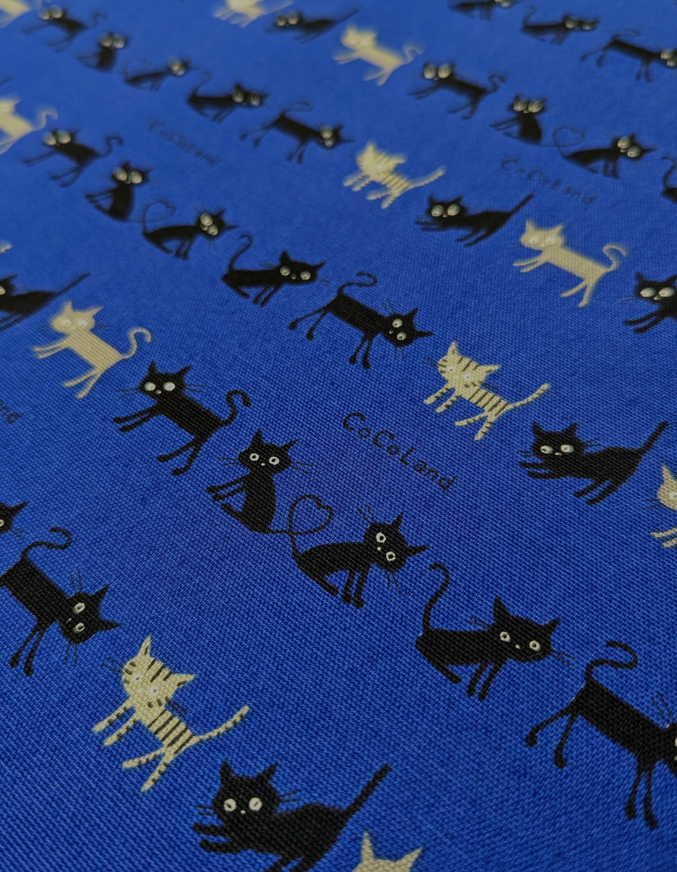 Cocoland Mini Cat Japanese oxford cotton canvas H-CO-10002-1-C blue
