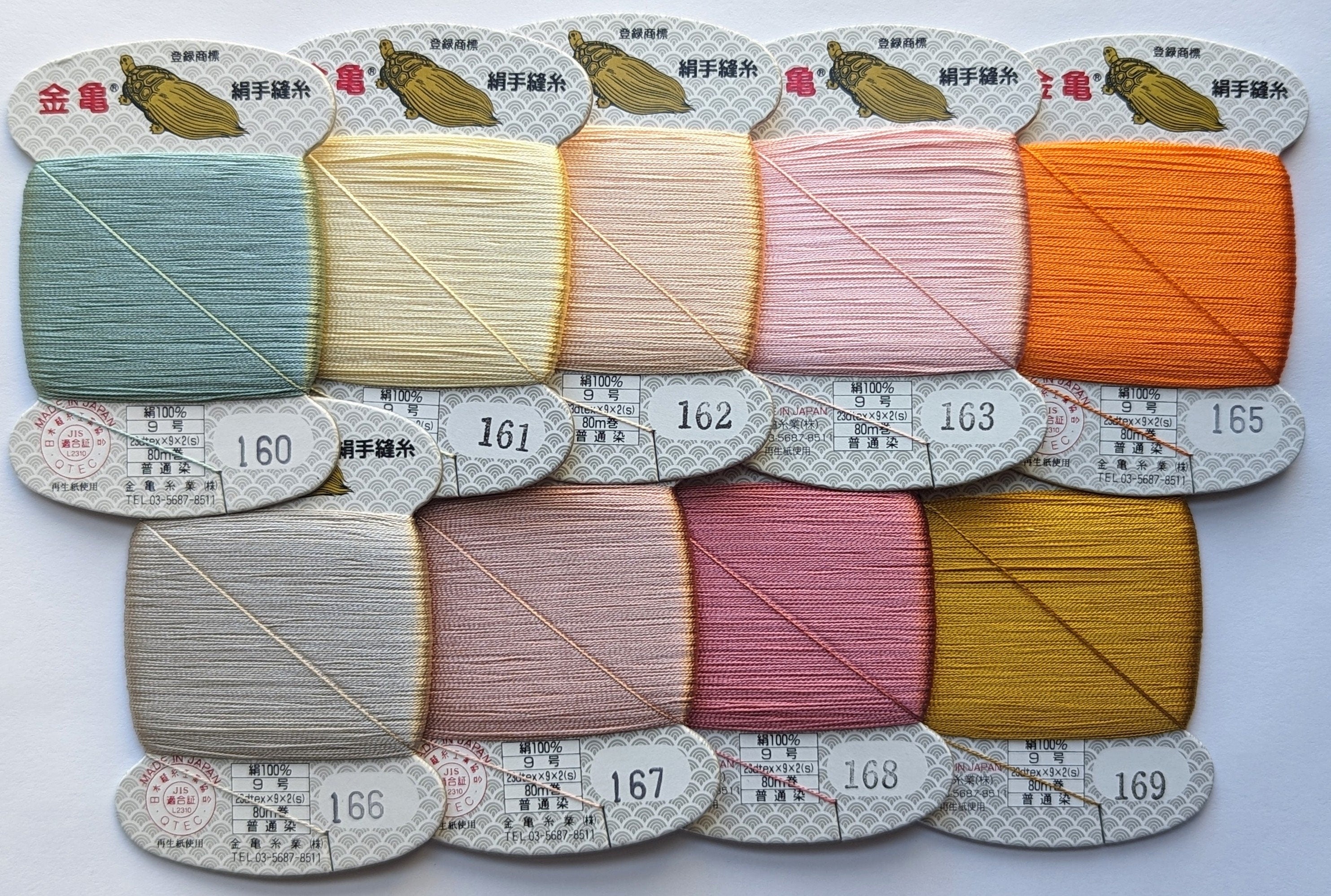 Kinkame - Silk Hand Sewing Thread 80m Card - Color #166 Granite Gray