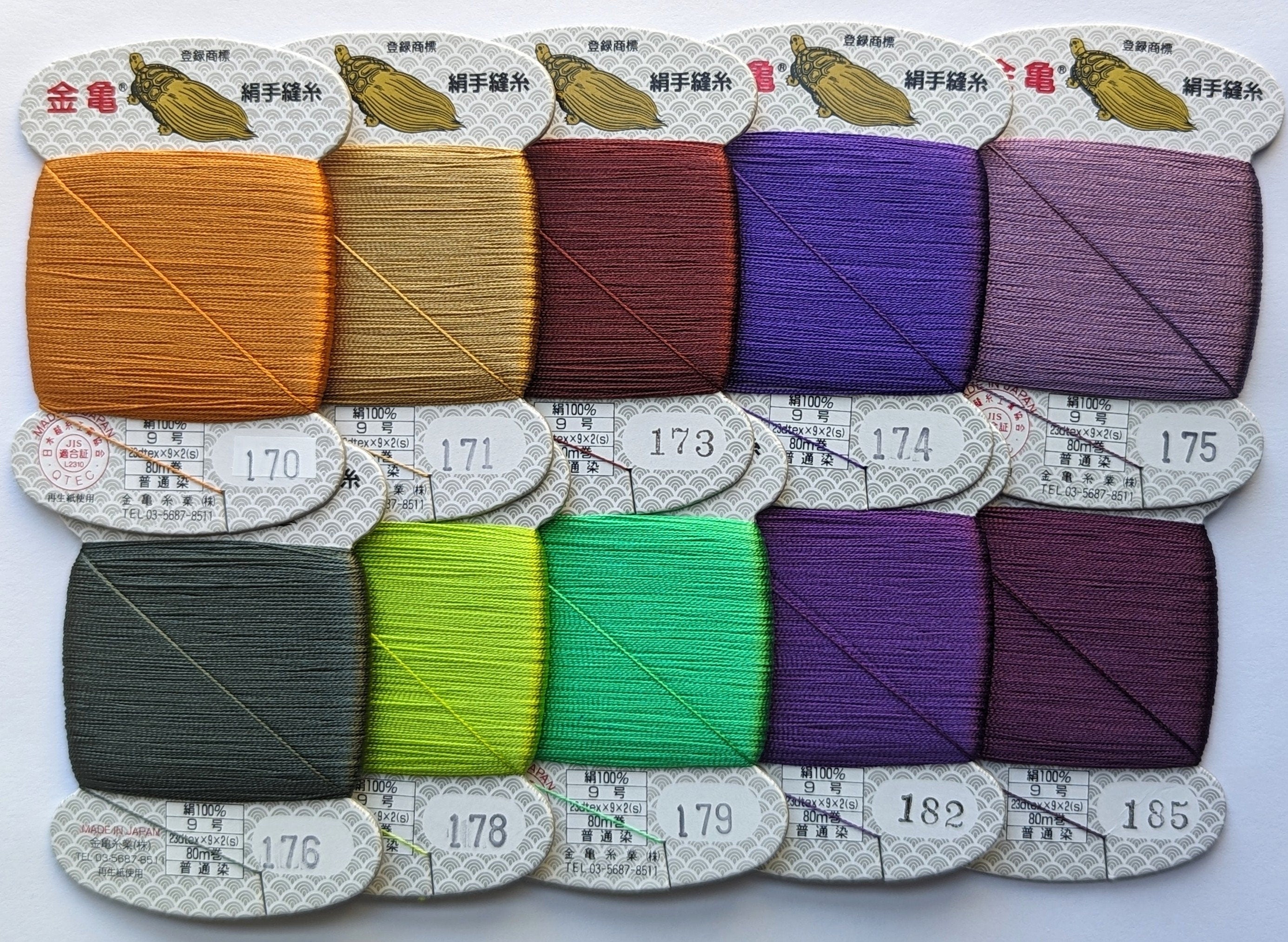 Kinkame - Silk Hand Sewing Thread 80m Card - Color #176 Deep Woodland