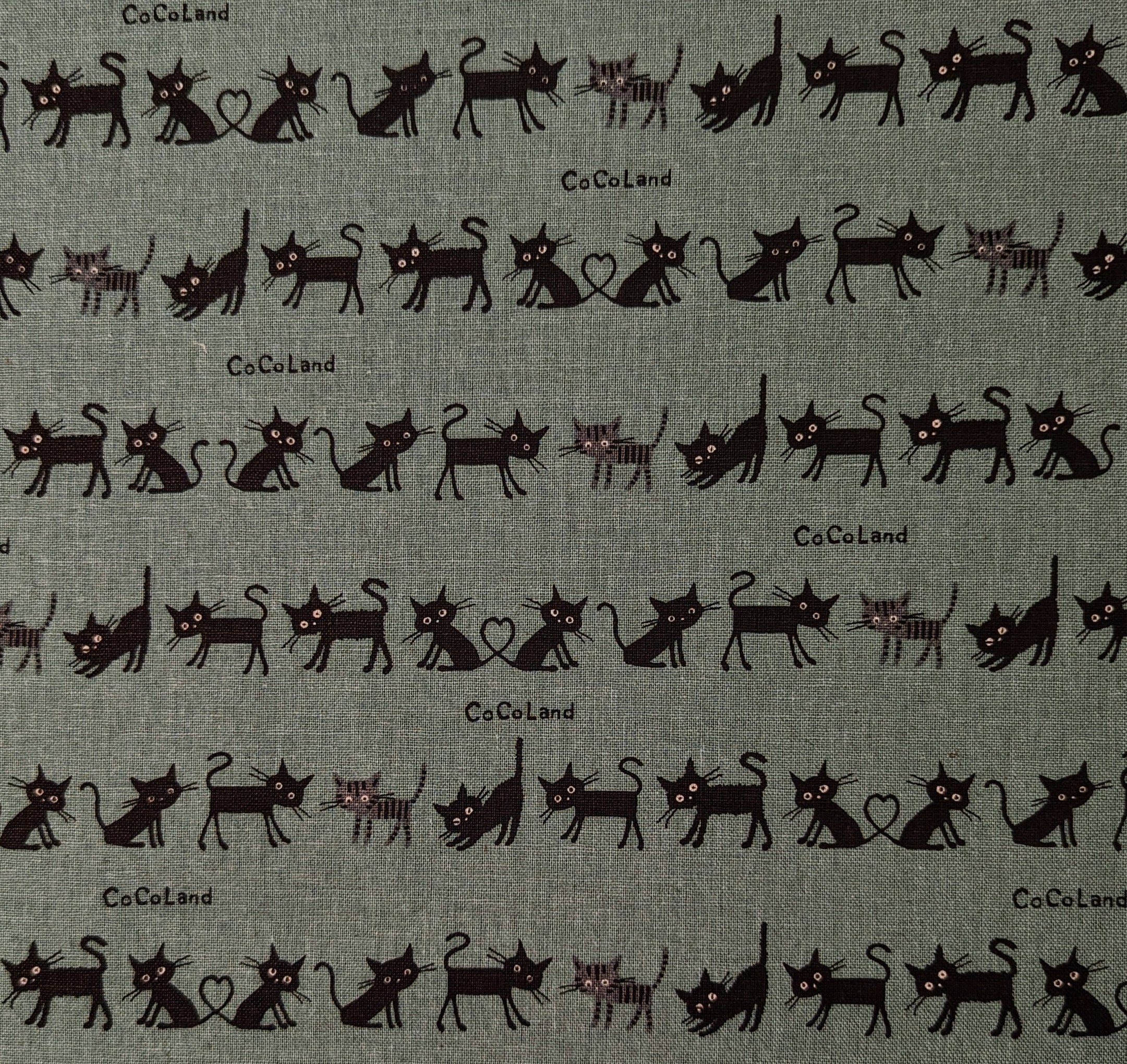 Cocoland Mini Cat Japanese oxford cotton linen canvas H-CO-10016-1-C rustic teal