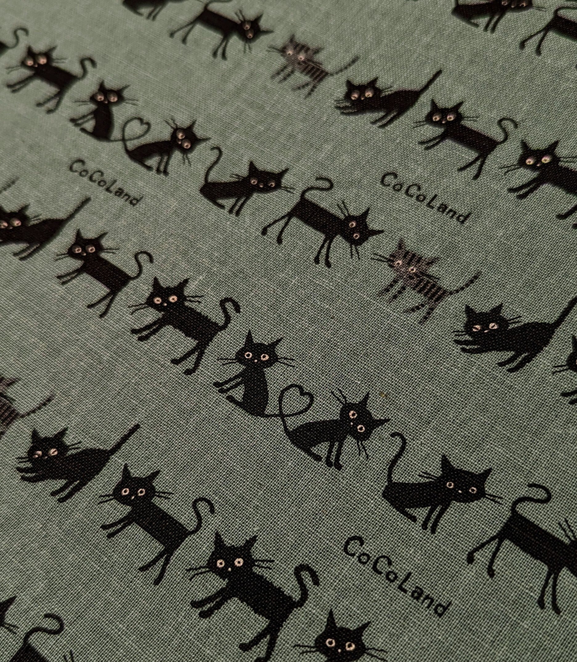 Cocoland Mini Cat Japanese oxford cotton linen canvas H-CO-10016-1-C rustic teal