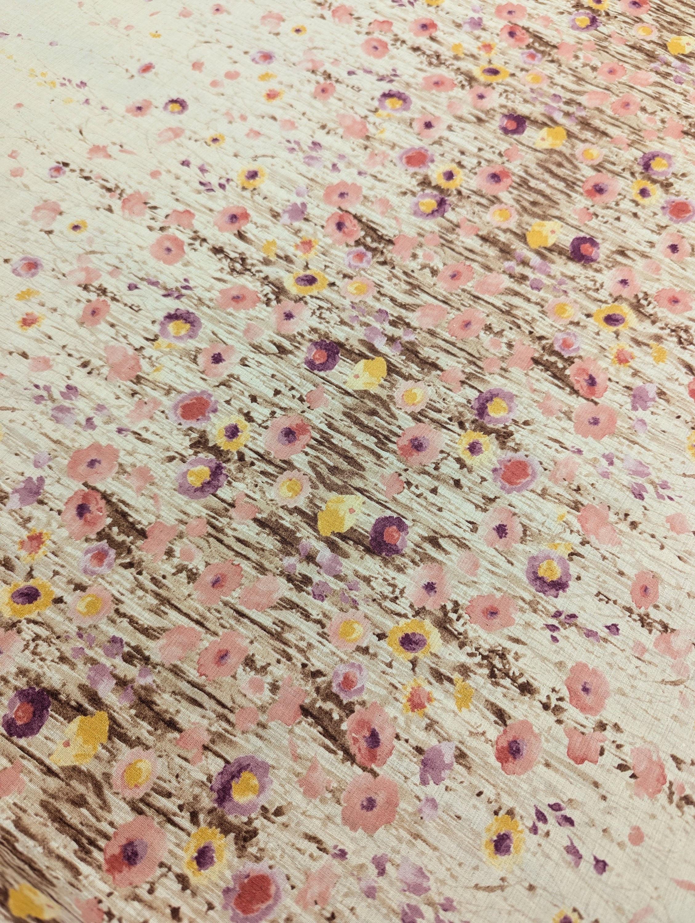 Watercolor Meadows Kokka Japanese cotton linen fabric YFA-41040-1 A red