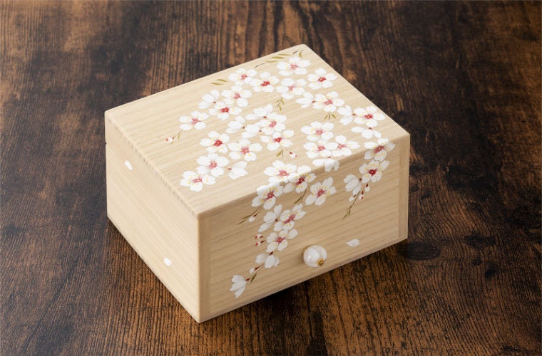 Tulip - Oharibako Sewing Box in Paulownia Wood - Deluxe Set